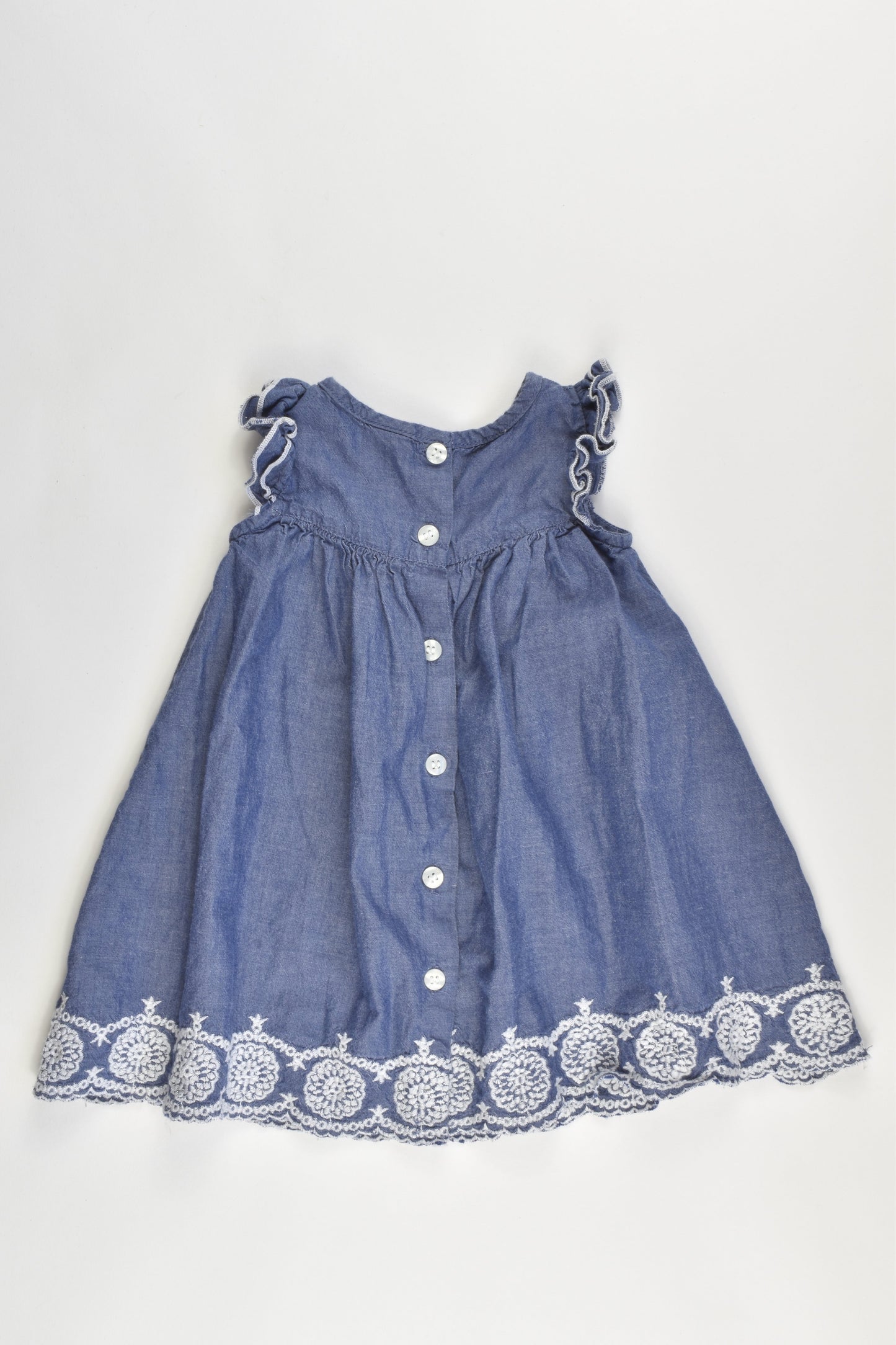 Mini Club Size 0-3 months Soft Denim Dress with Lace Details
