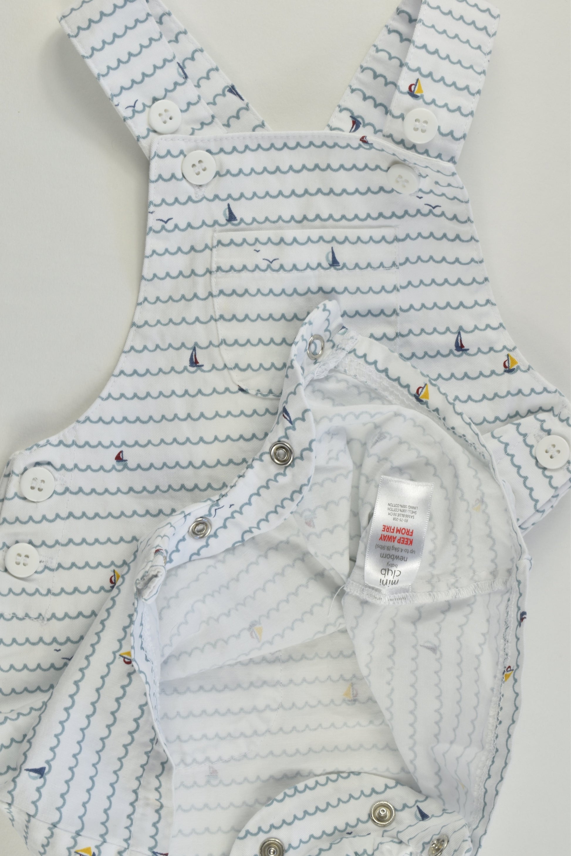 Mini Club Size 0000 (Newborn) Nautical Short Overalls