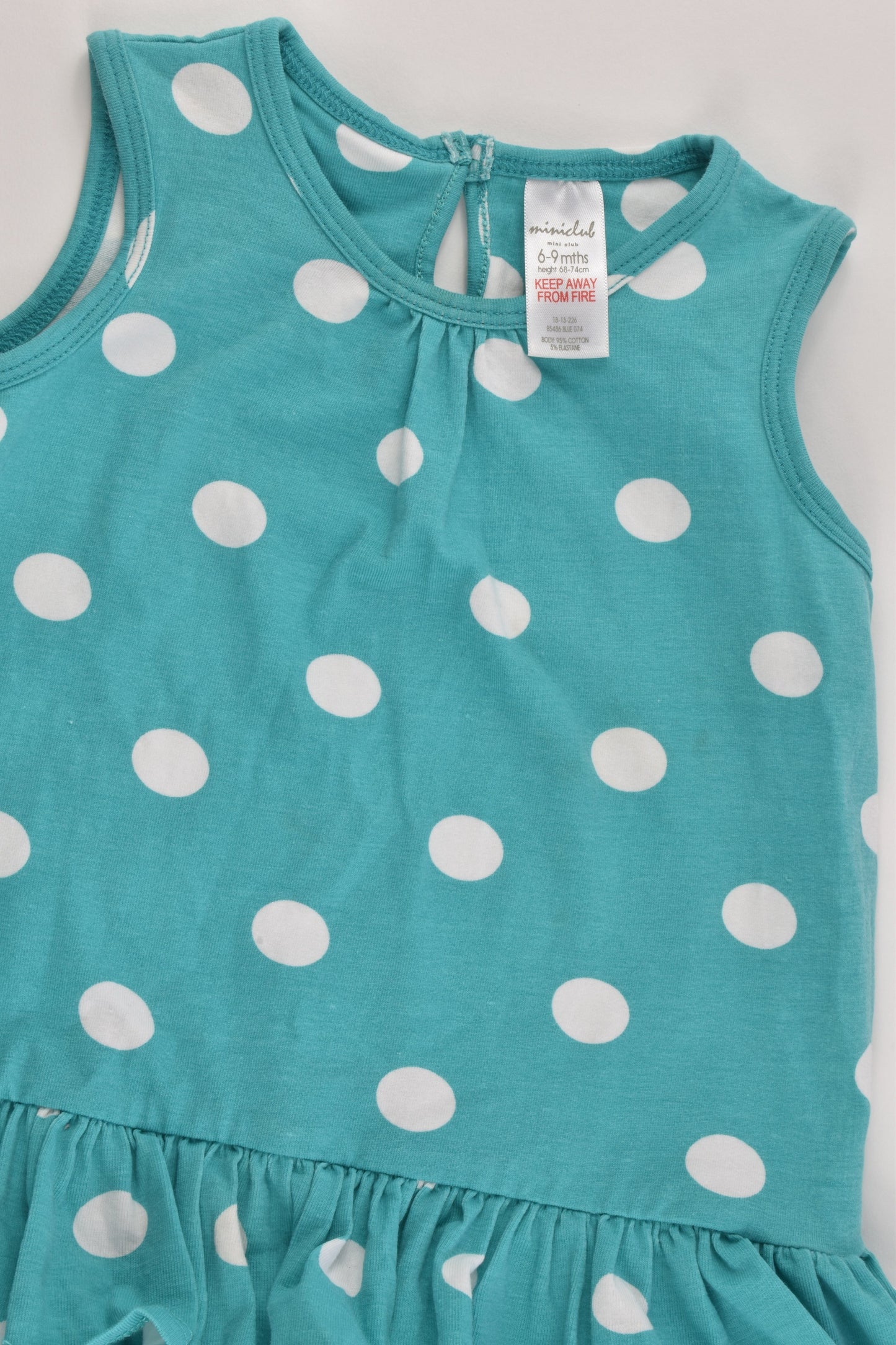 Mini Club (UK) Size 0 (6-9 months, 68-74 cm) Polka Dots Ruffle Hem Dress