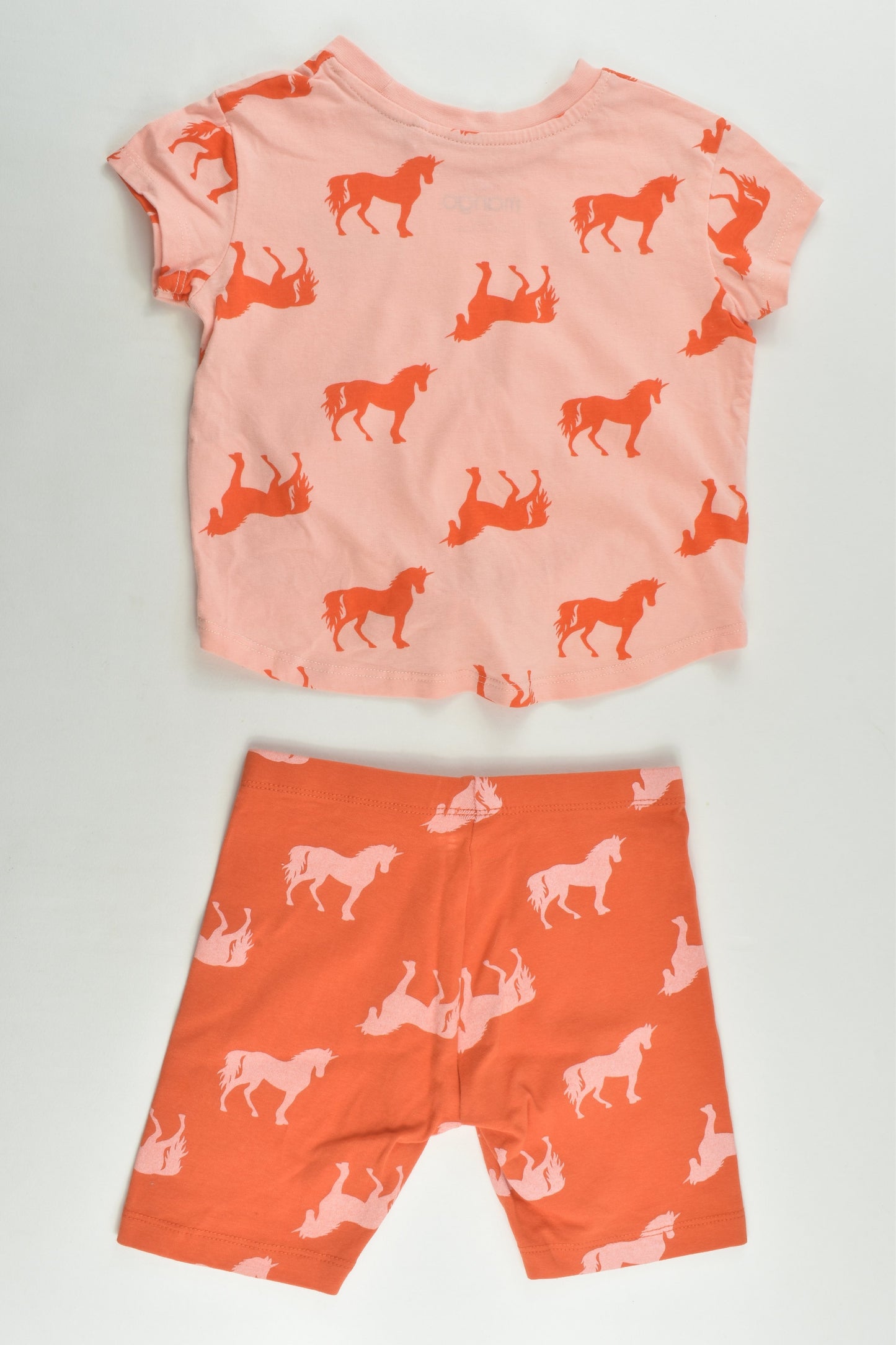 Mini Mango Size 2 Retro Unicorn Tie Front T-shirt and Shorts