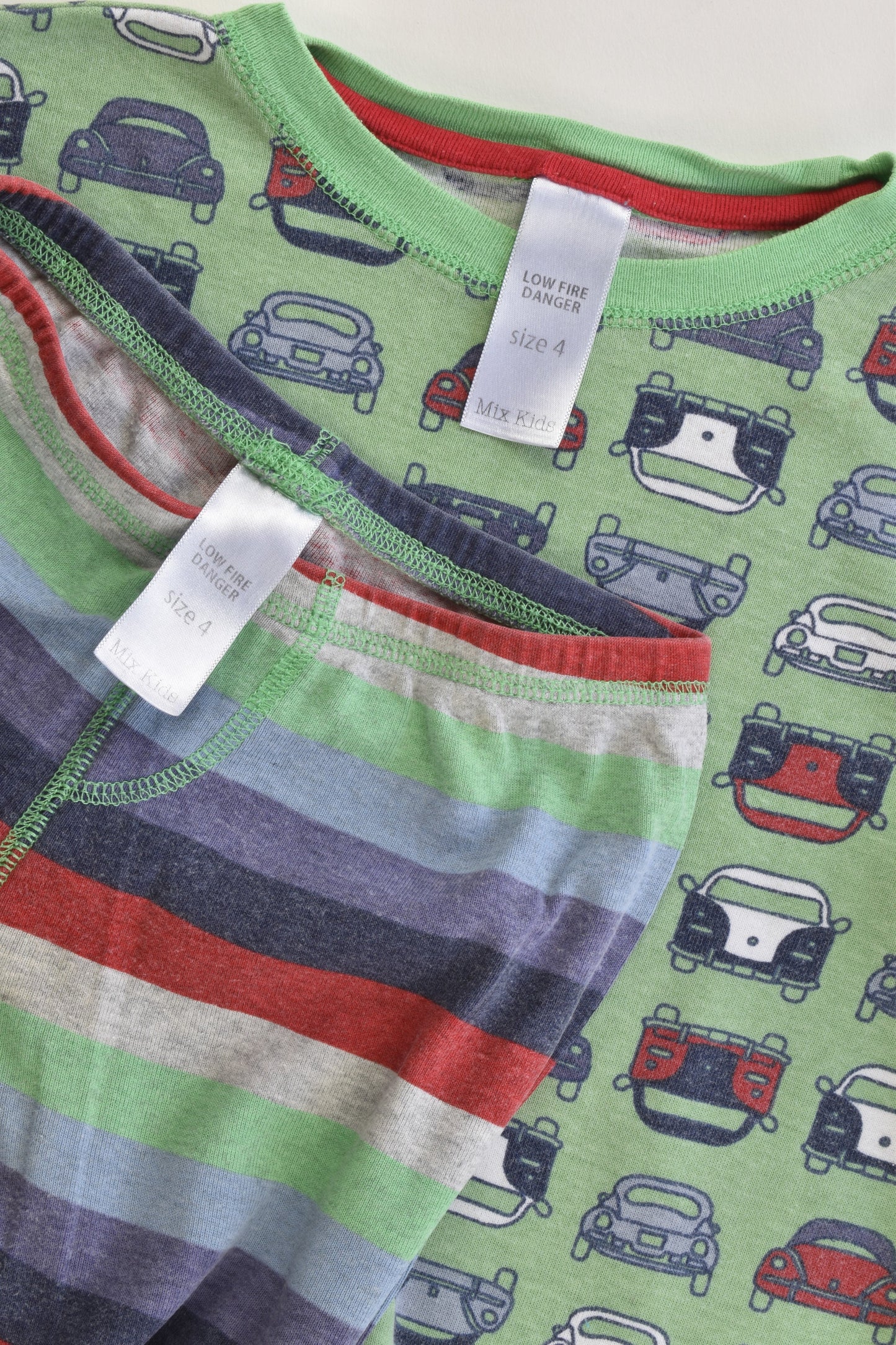 Mix Kids Size 4 Cars and Stripes Pj Set