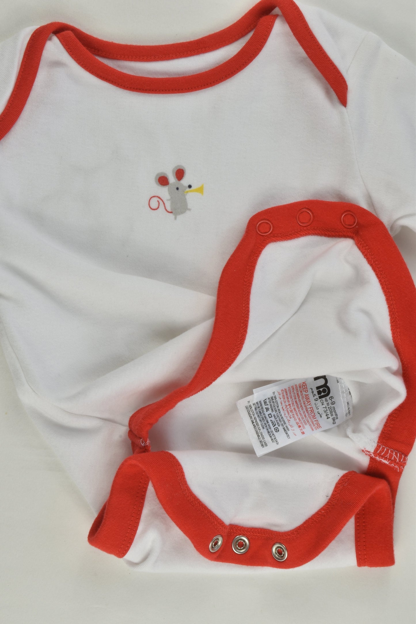 Mothercare Size 0 (6-9 months) Mouse and Trumpet Bodysuit
