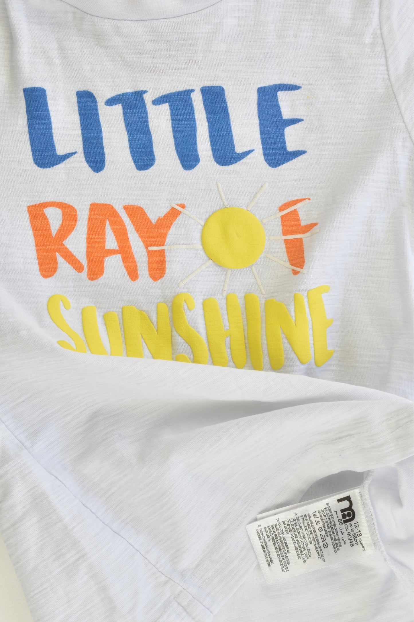 Mothercare Size 12-18 months "Little Ray of Sunshine" T-shirt