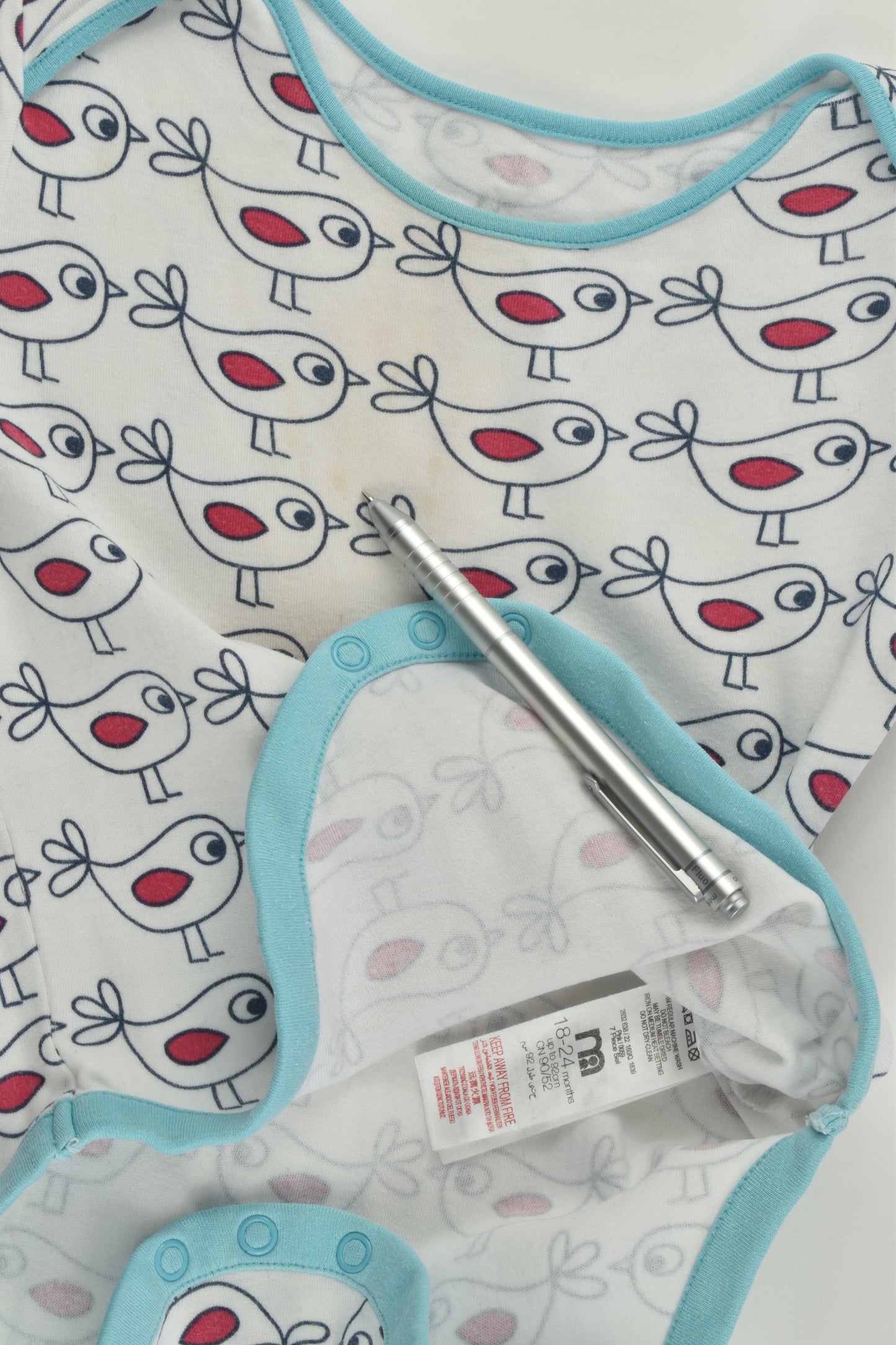 Mothercare Size 2 (18-24 months, up to 92 cm) Birds Bodysuit