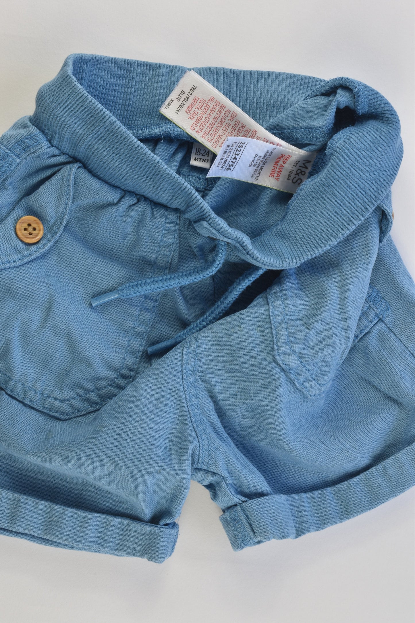 M&S Size 1-2 (18-24 months, 90 cm) Linen/Cotton Shorts