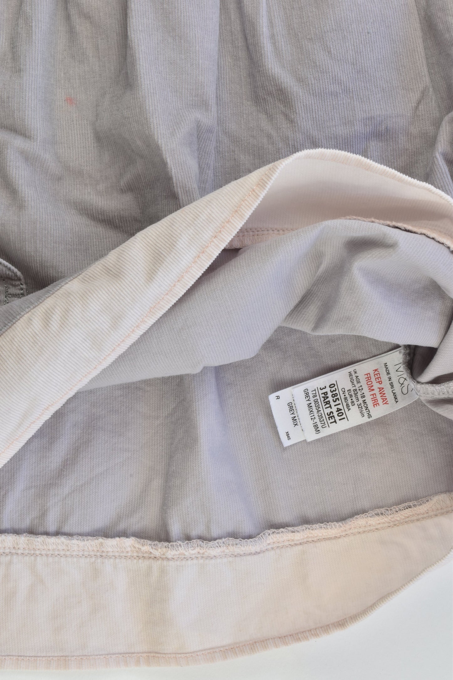 M&S Size 12-18 months Soft Cord Dress, Bodysuit and Tights