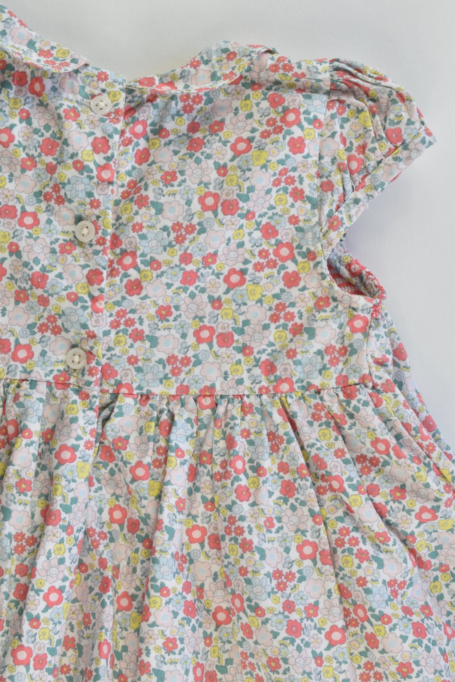 M&S Size 9-12 months Liberty Print Lined Smocked Dress