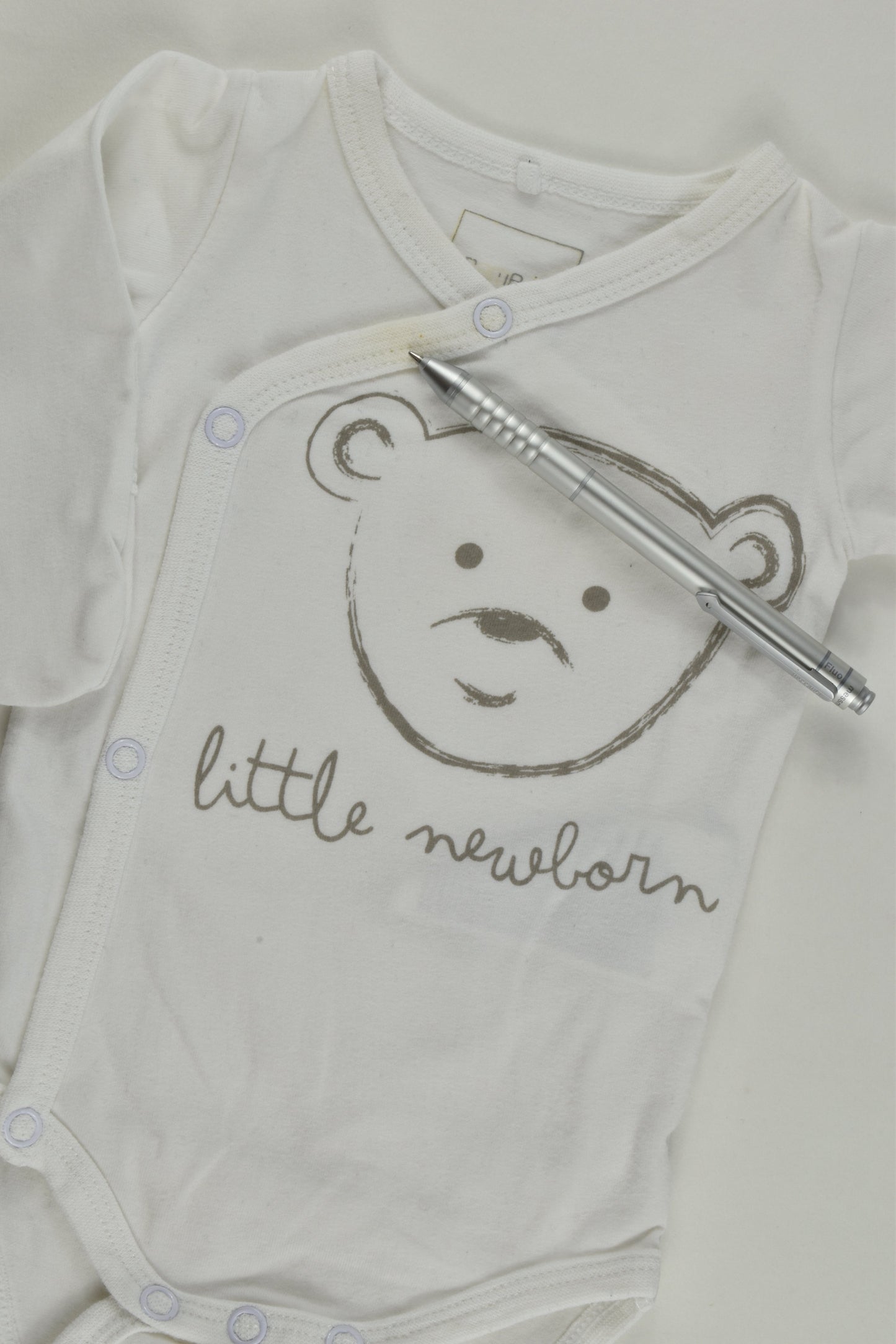 Name It Size 0000 (50 cm) Organic 'Little Newborn' Teddy Wrap Bodysuit
