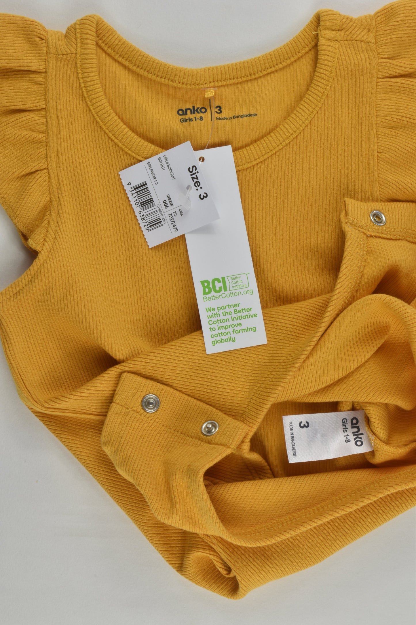 NEW Anko Size 3 Mustard Ribbed Bodysuit