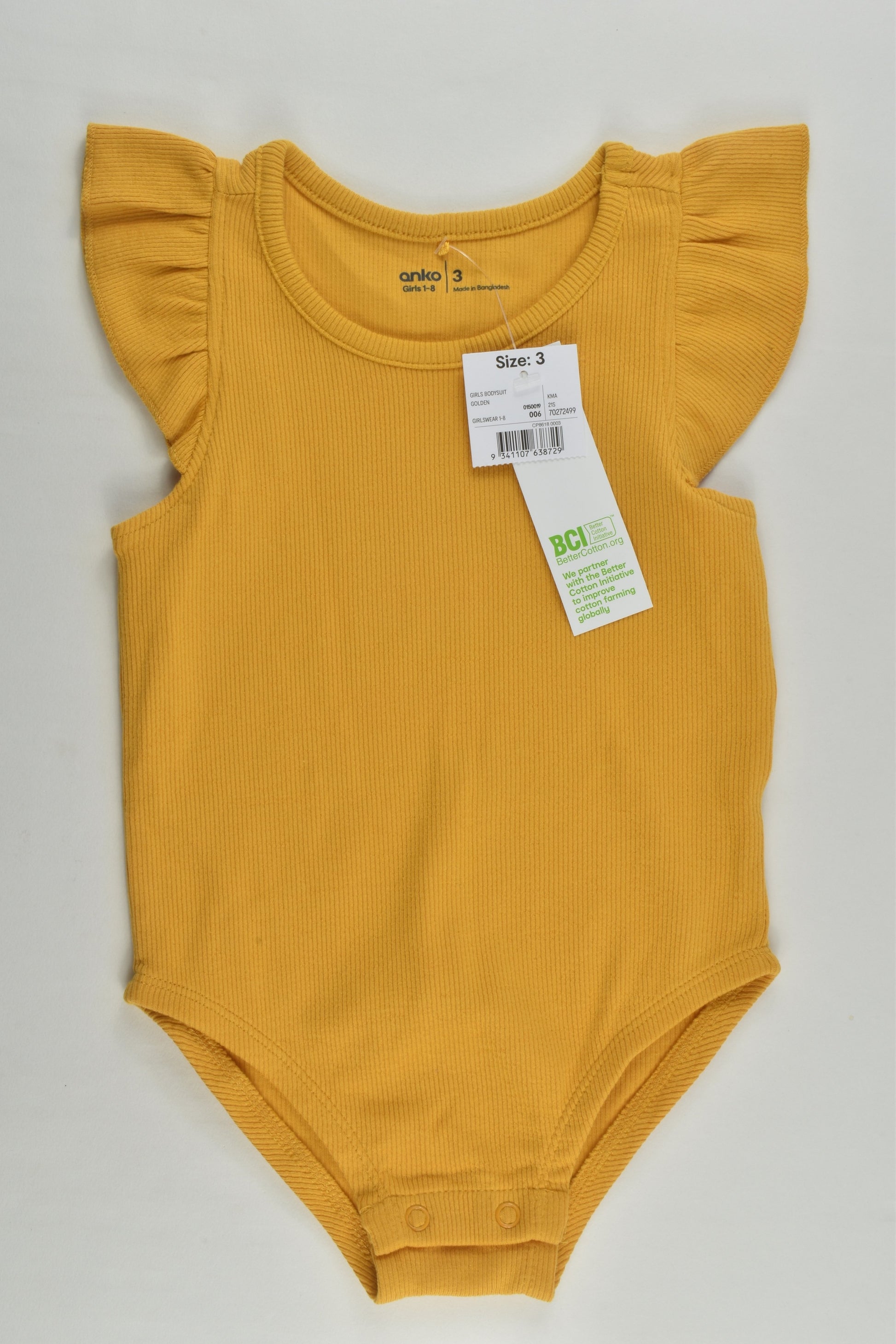NEW Anko Size 3 Mustard Ribbed Bodysuit