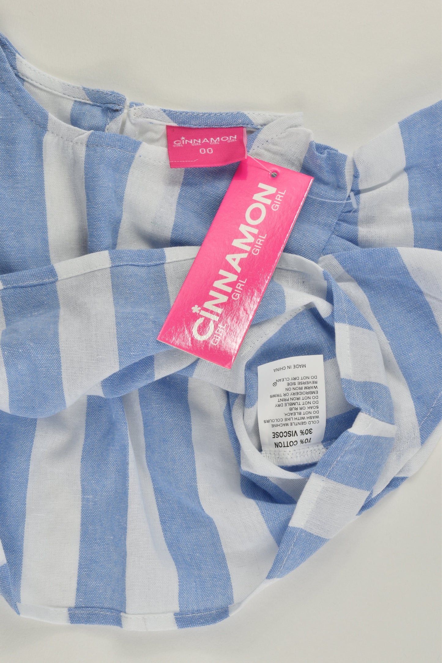 NEW Cinnamon Girl Size 00 Blue Stripes Top