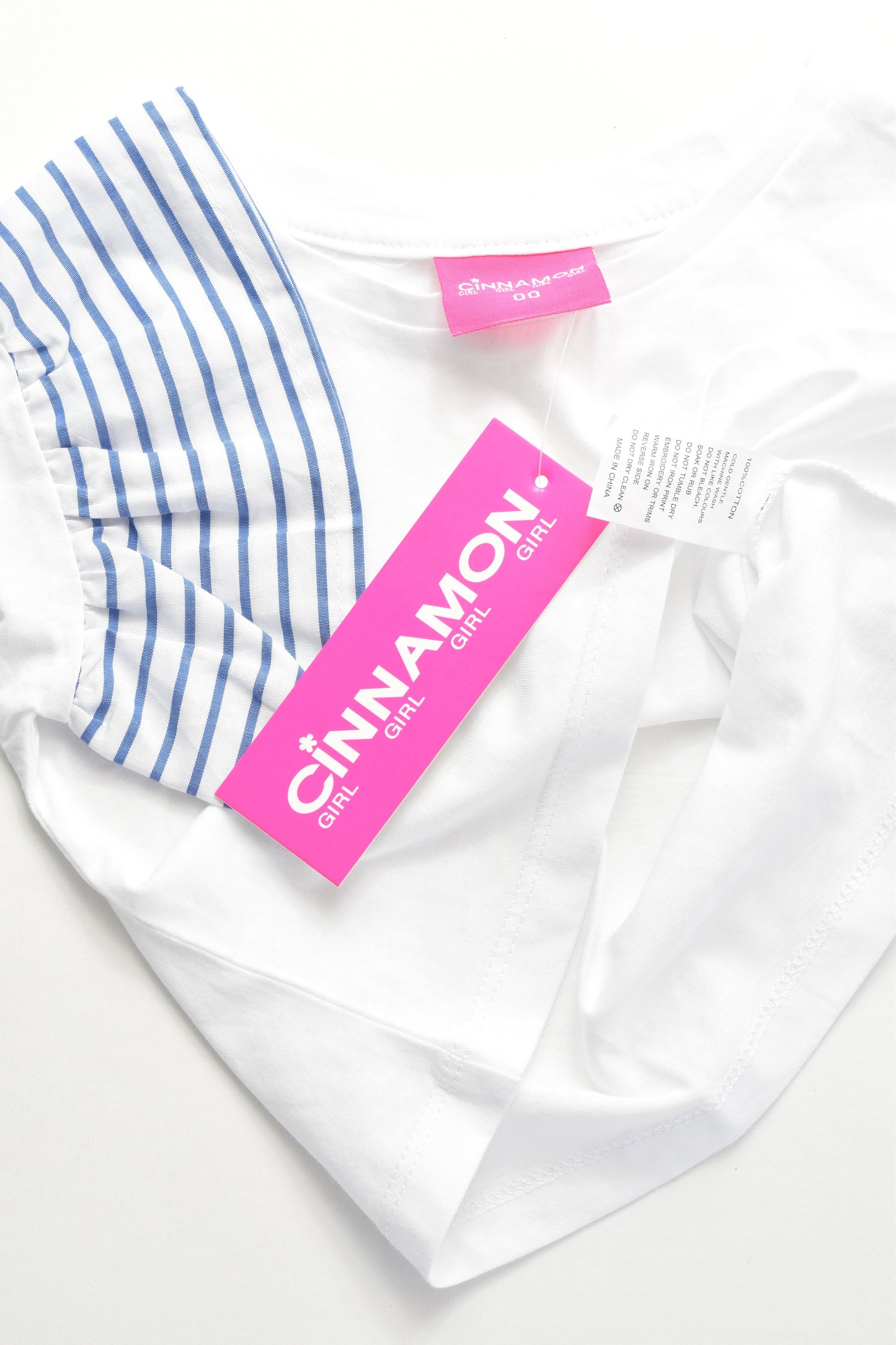 NEW Cinnamon Girl Size 00 Striped Sleeves T-shirt