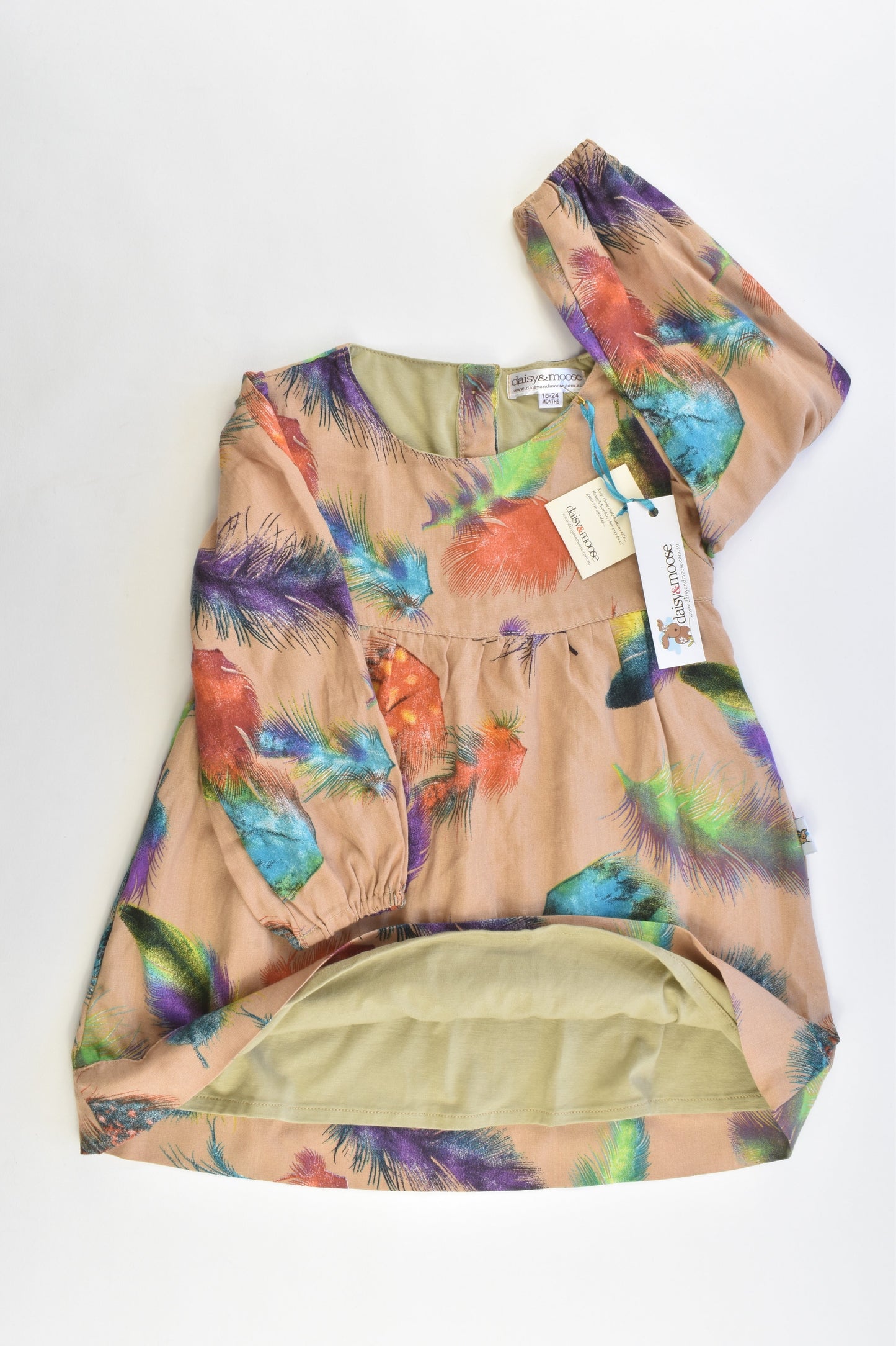 NEW Daisy & Moose Australia Size 18-24 months Feathers Lined Dress