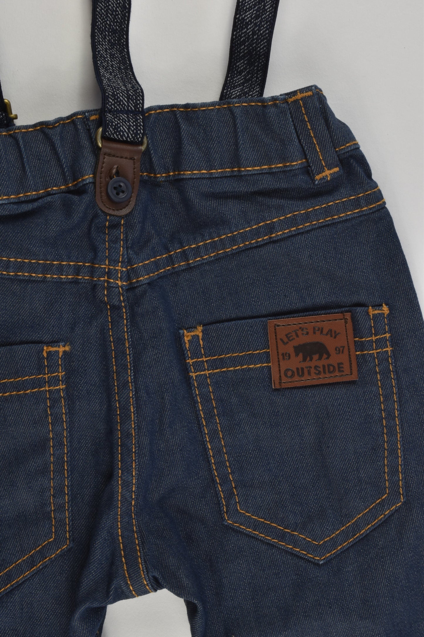 NEW F&F Size 18-24 months Stretchy Suspender Denim Pants
