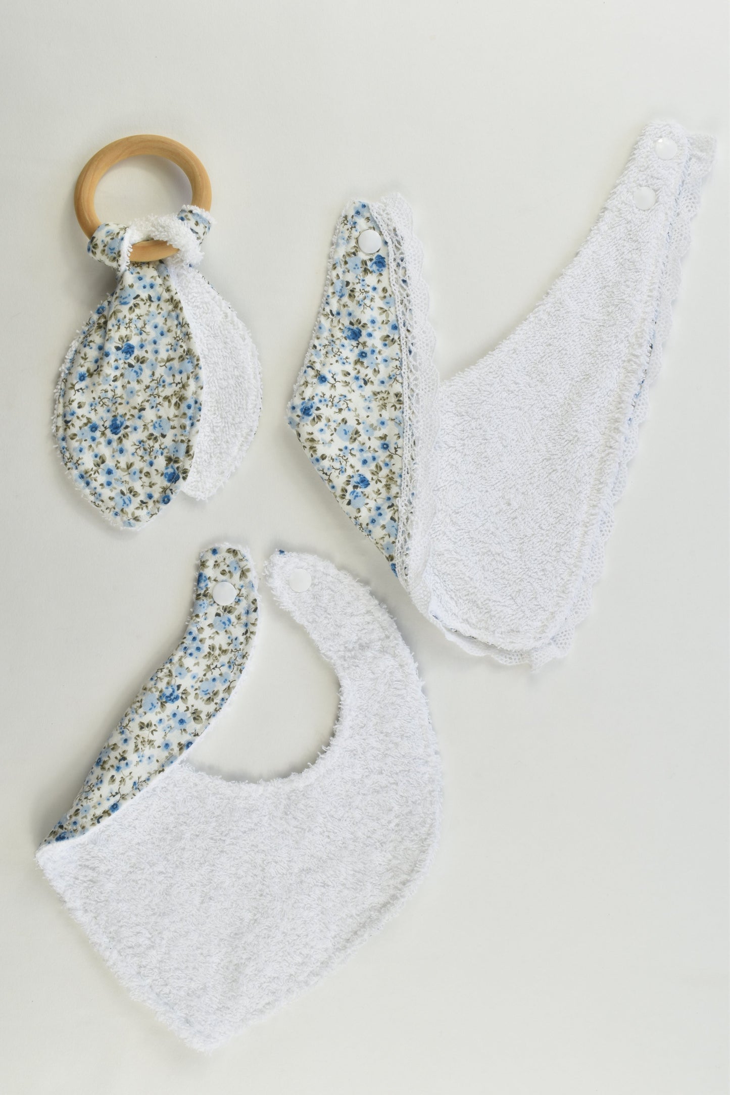 NEW Handmade Floral Bandana Bibs and Teething Ring
