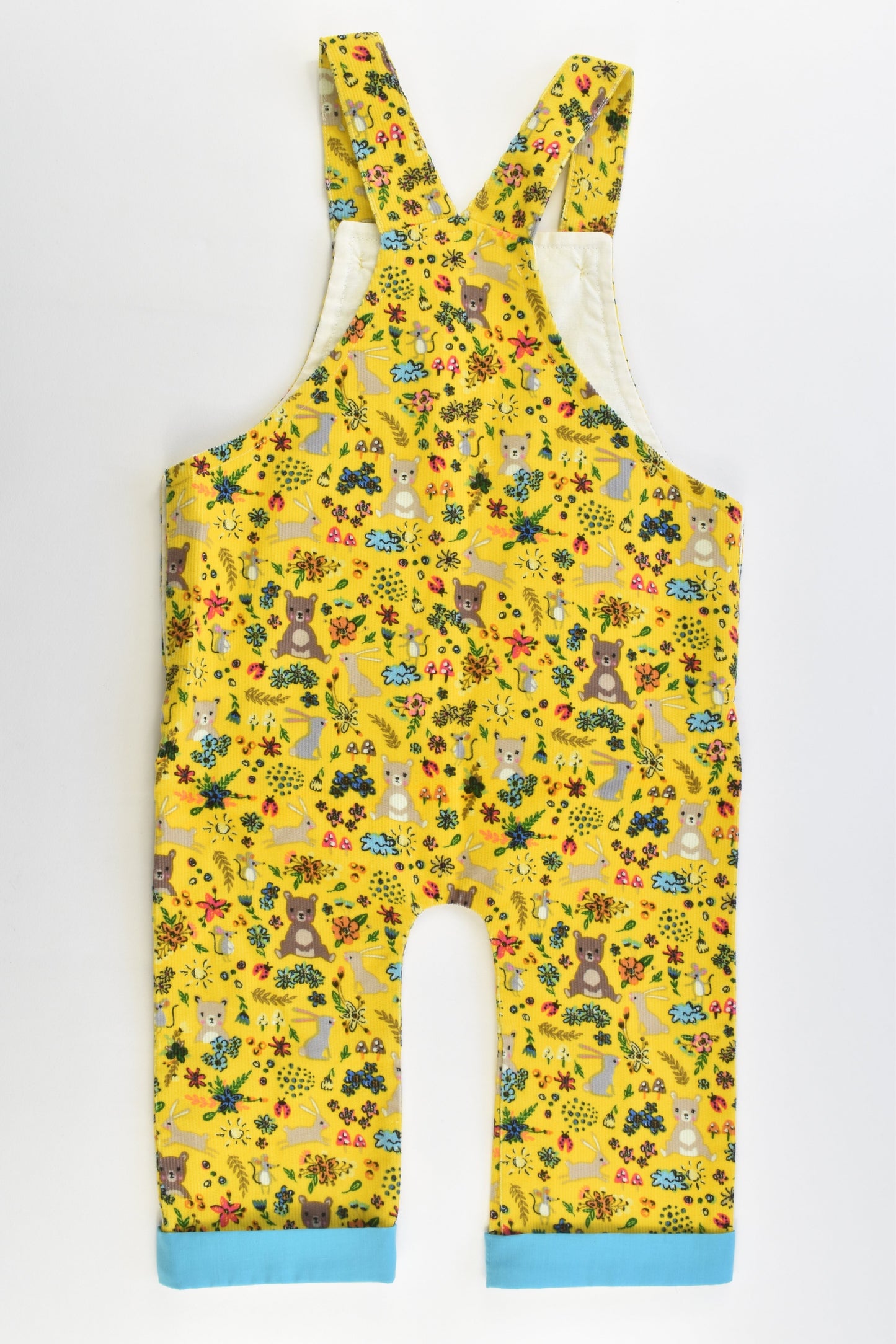 NEW Handmade Size approx 1 Forest Animals Lined Cord Overalls