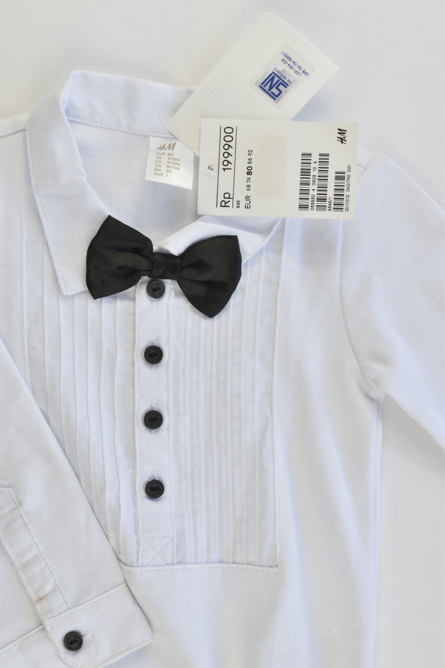 NEW H&M Size 1 (9-12 months, 80 cm) Collared Bodysuit with Bow