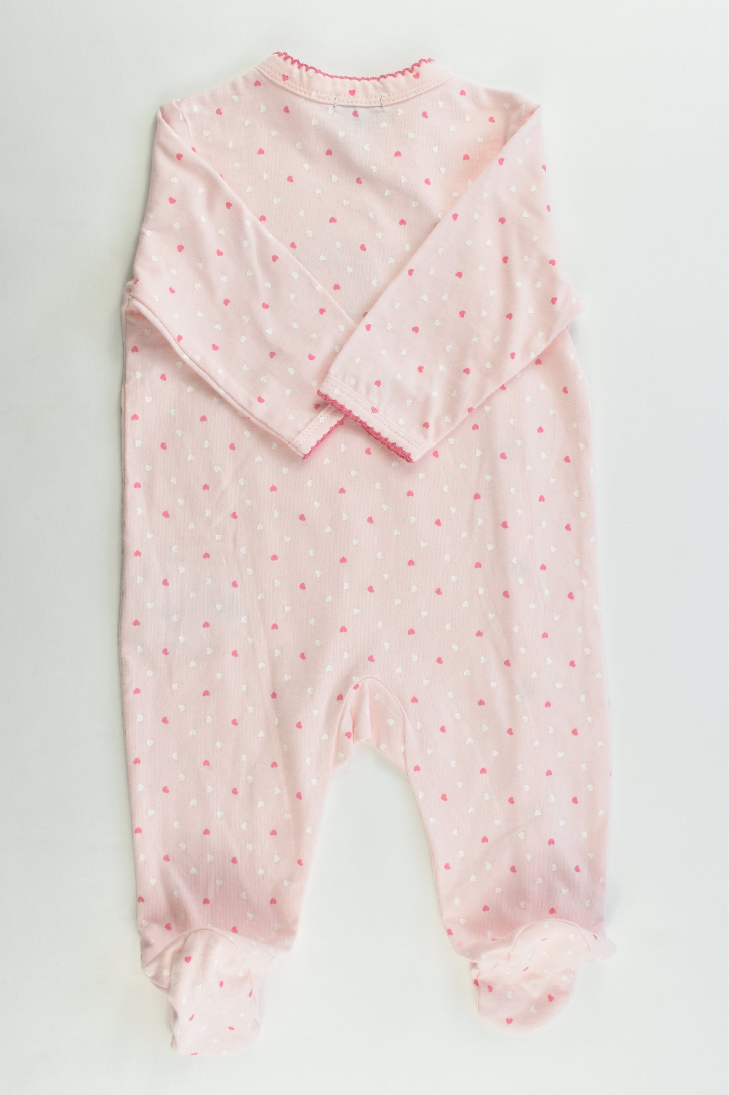 NEW Kiabi (France) Size 00 (6 months, 63-69 cm) Kitty and Love Hearts Footed Romper