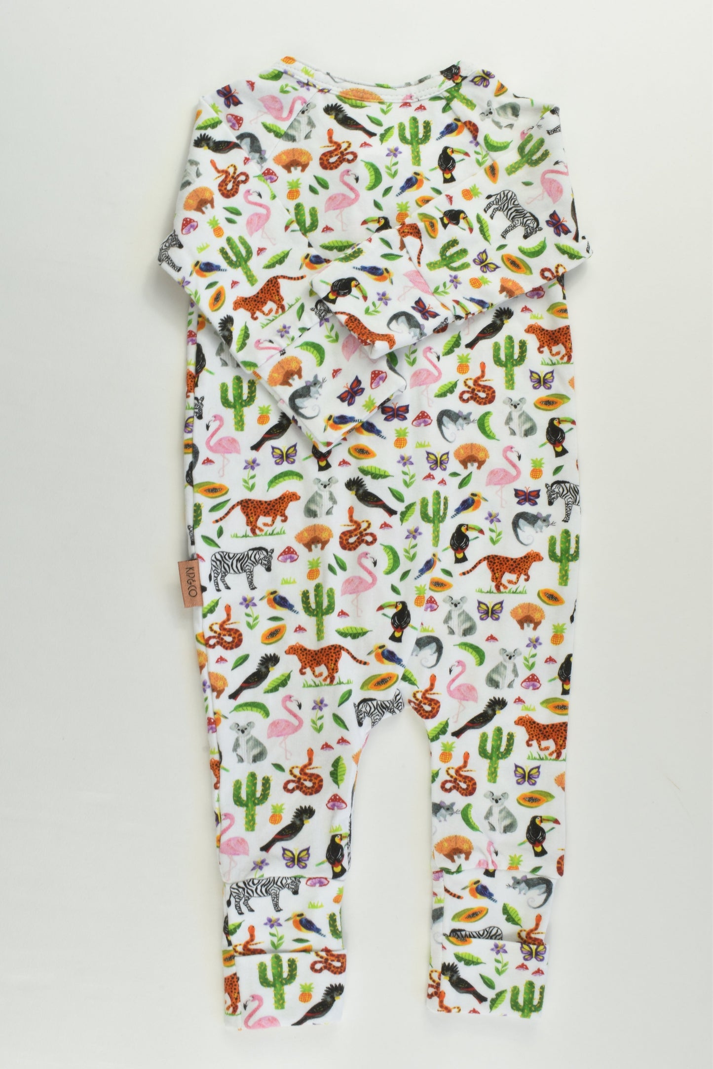 NEW Kip & Co Size 00 (3-6 months) Organic Colorful Animals Romper