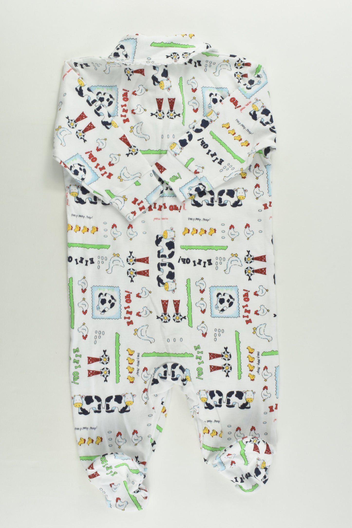 NEW Little Loves By Anuello Size 0 Farm Animals Footed Romper