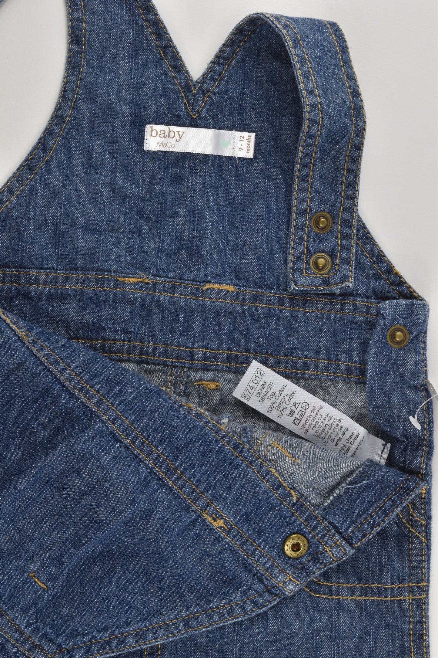 NEW M&Co Size 0 (9-12 months) 'Little Smiler' Denim Overalls