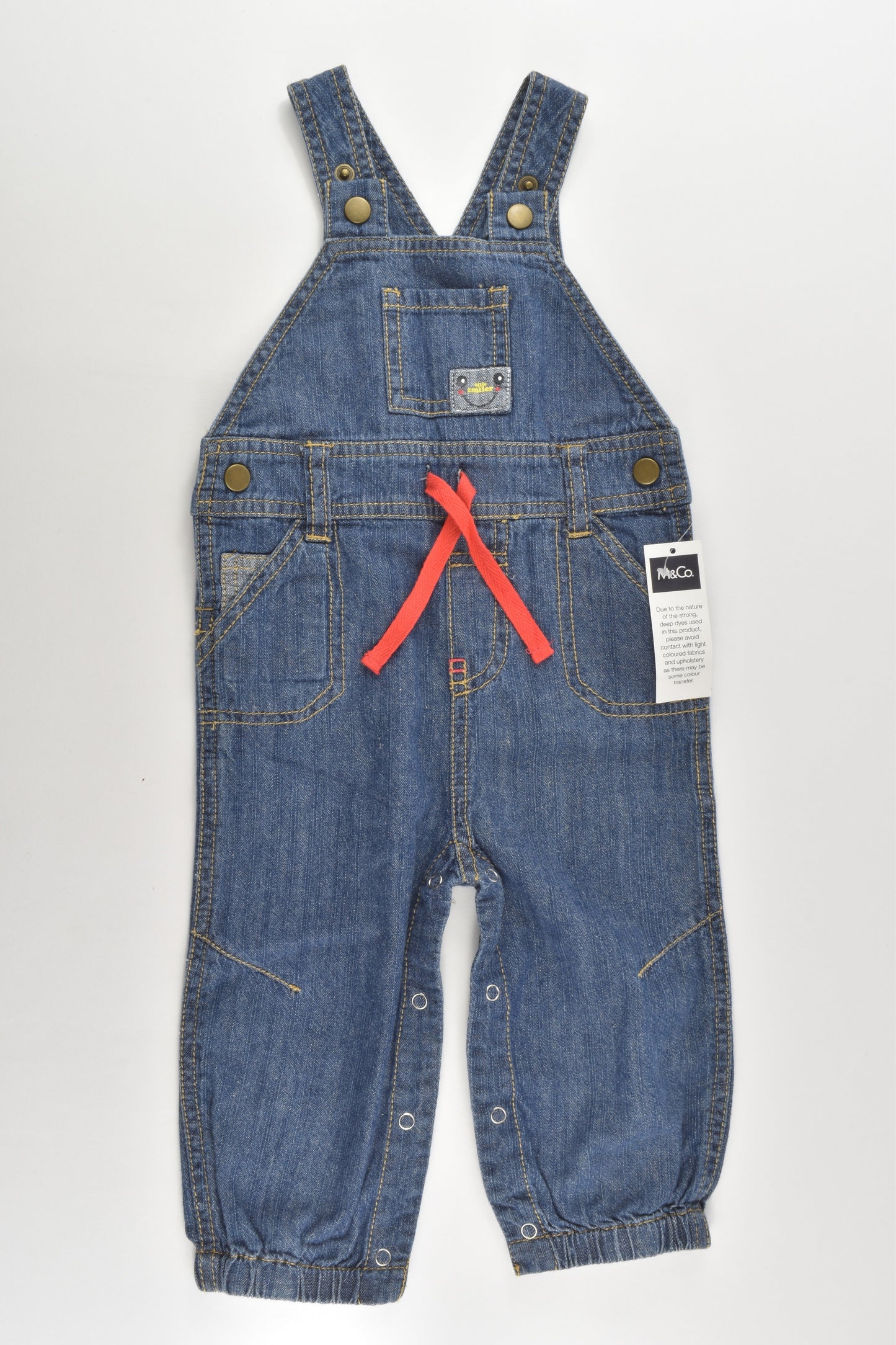 NEW M&Co Size 0 (9-12 months) 'Little Smiler' Denim Overalls