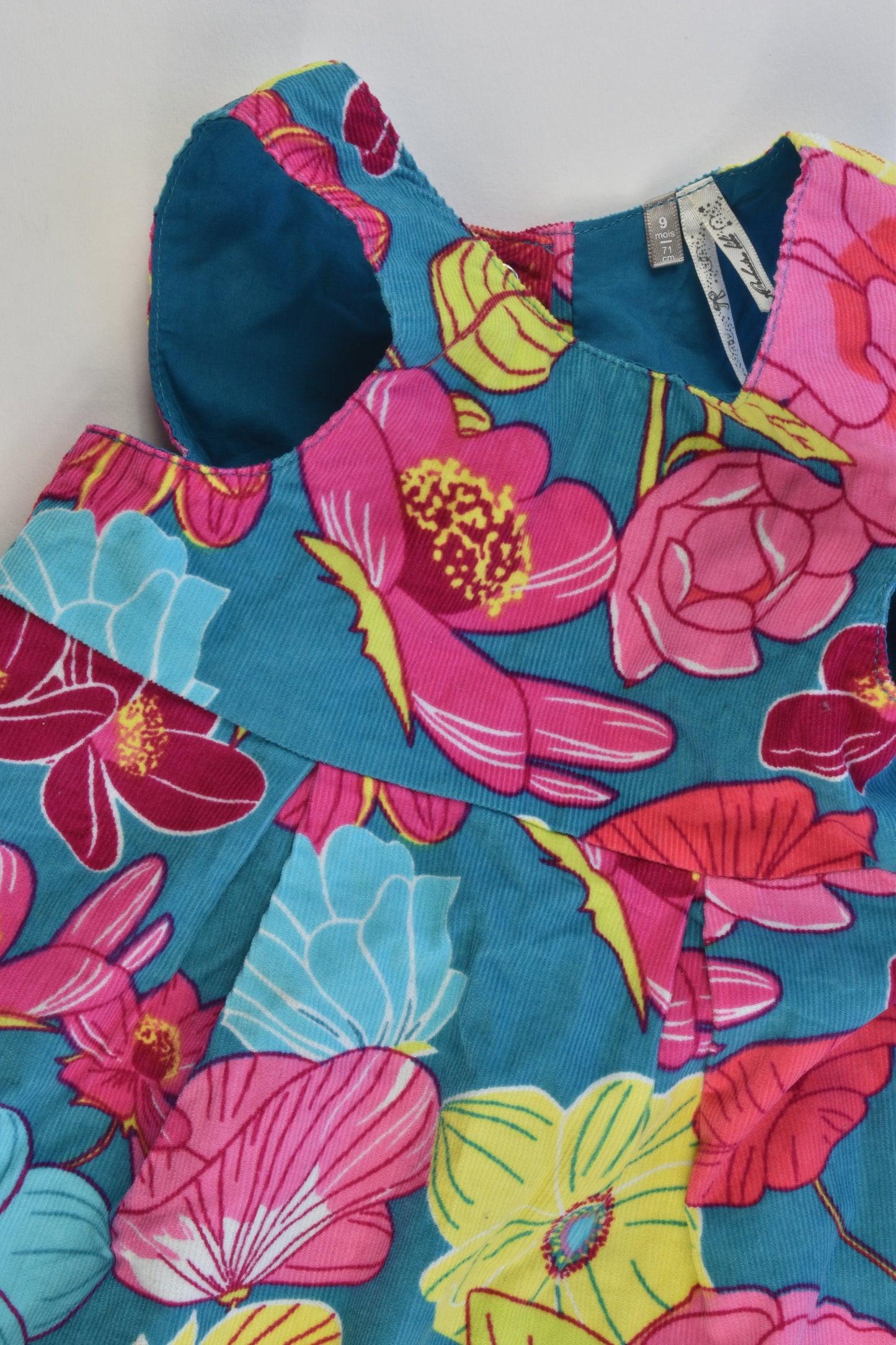 NEW Orchestra France Size 9 months (71 cm) Lined Stretchy Floral Cord Dress