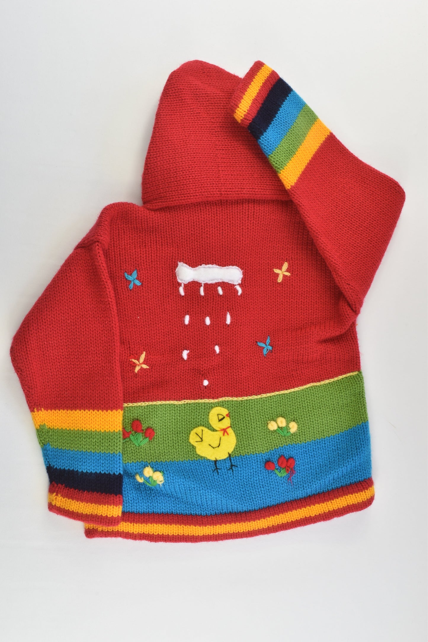 NEW Peruvian Handmade Size 4 Wool Jumper with Zip and Hood