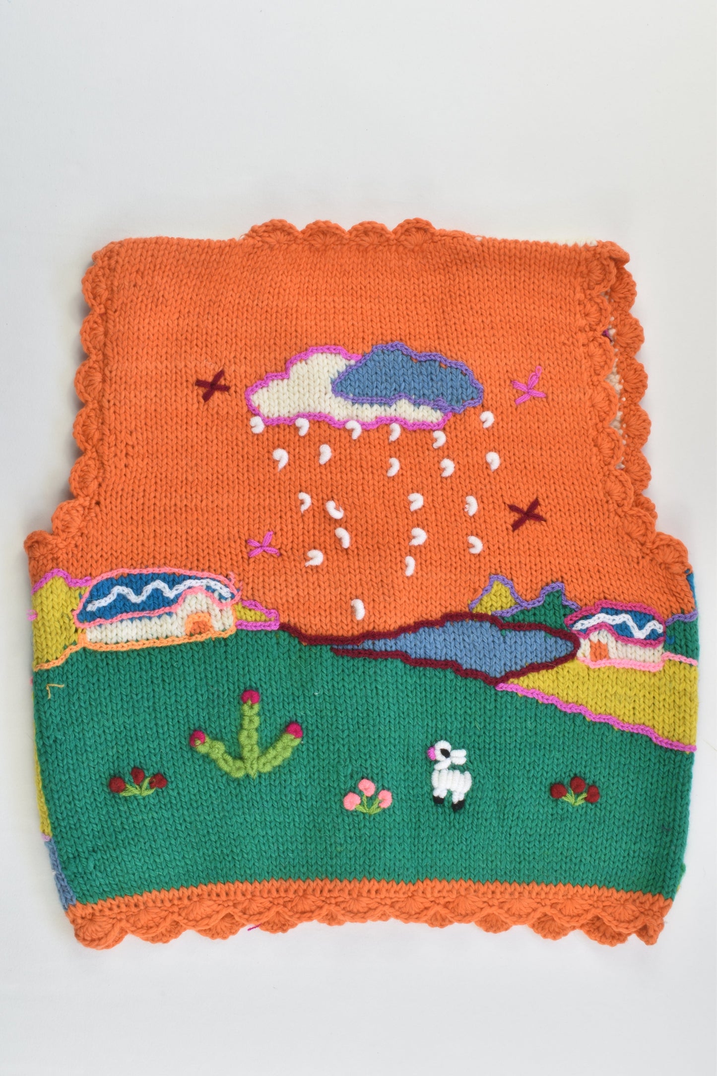 NEW Peruvian Handmade Size 4 Wool Vest with Buttons