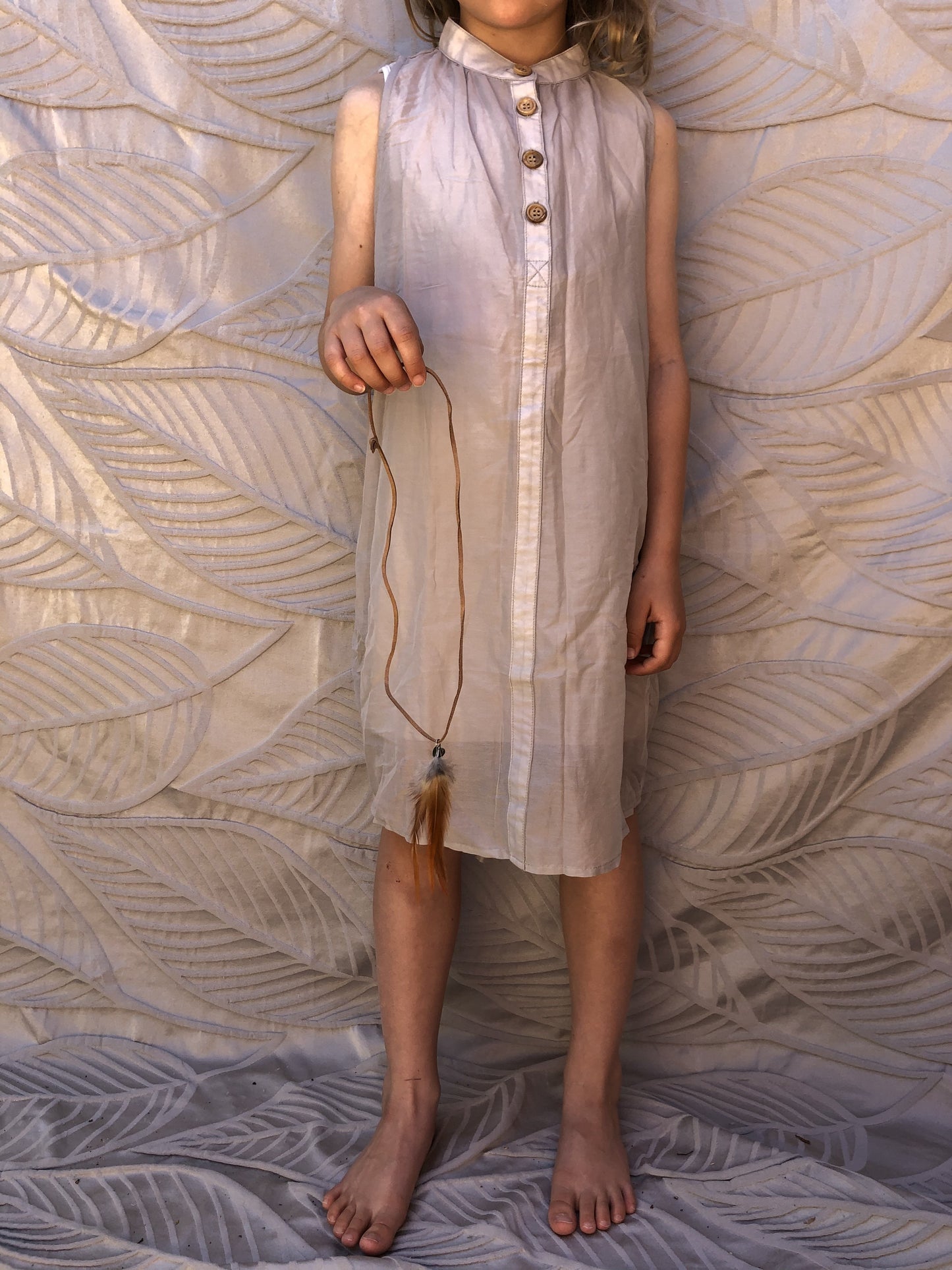 NEW Pinch and Spoon Four Button Silk/Cotton Dress Grey