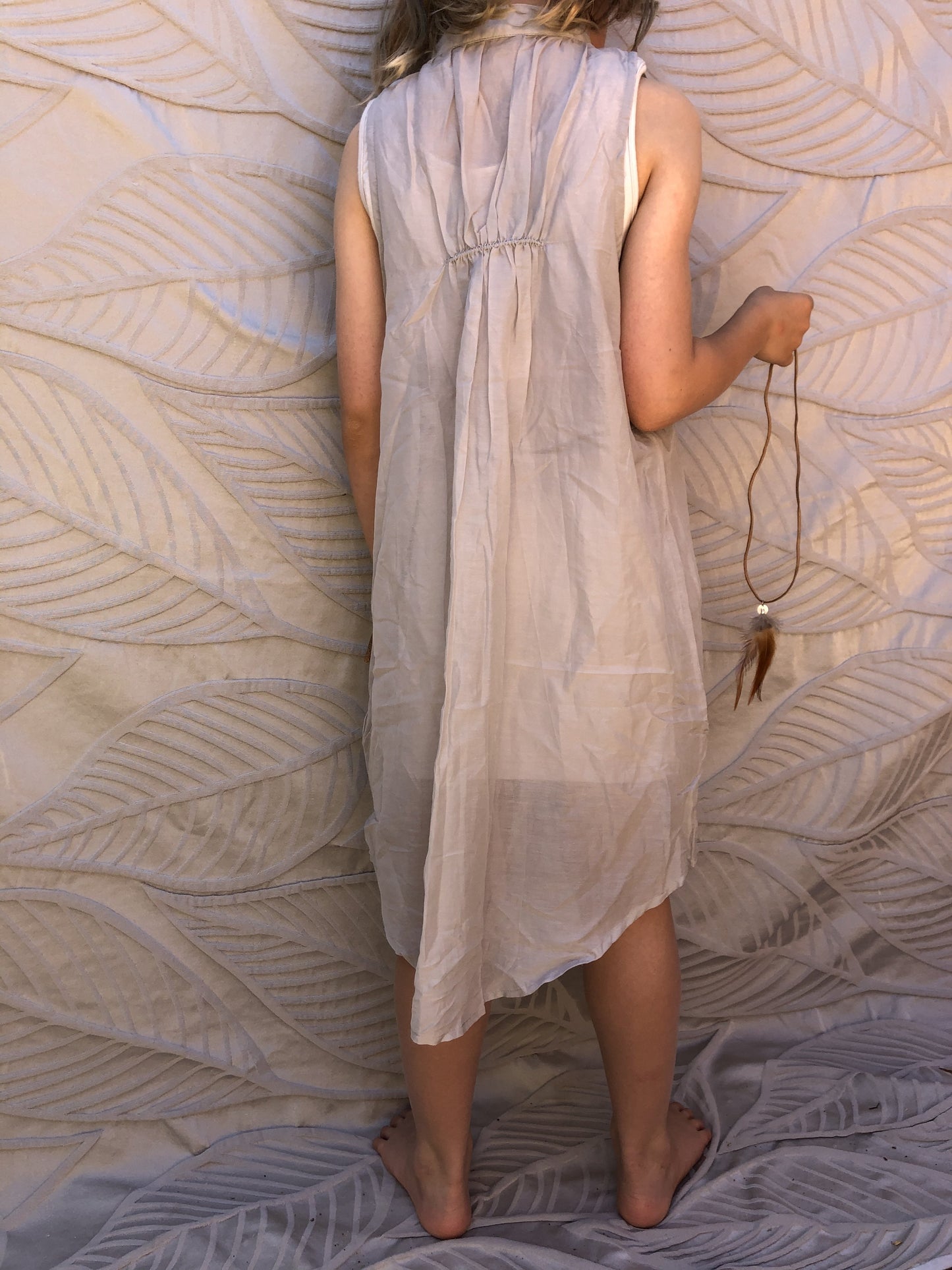 NEW Pinch and Spoon Four Button Silk/Cotton Dress Grey