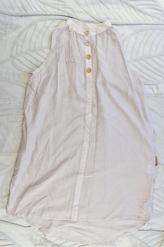 NEW Pinch and Spoon Four Button Silk/Cotton Dress Grey