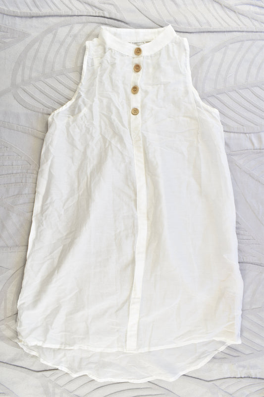 NEW Pinch and Spoon Four Button Silk/Cotton Dress Nude