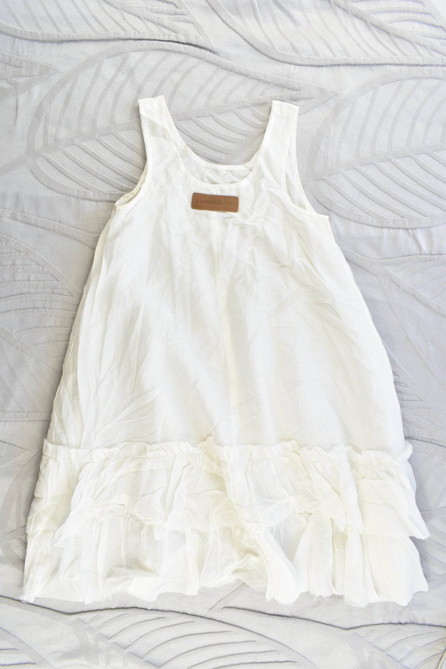 NEW Pinch and Spoon Silk/Cotton Ra-Ra Back Dress Nude