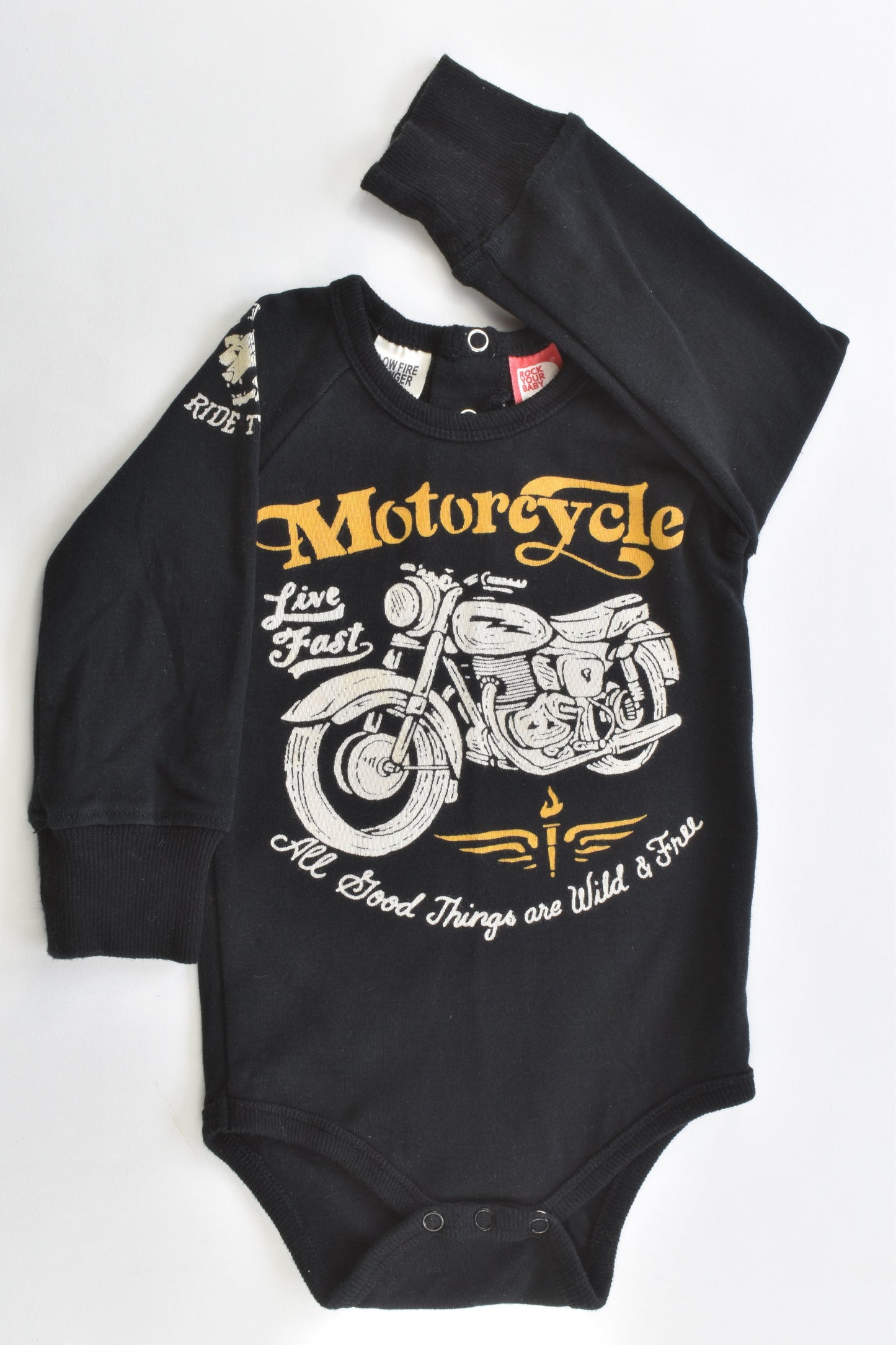 NEW Rock Your Baby Size 0 (6-12 months) Motorbike Bodysuit