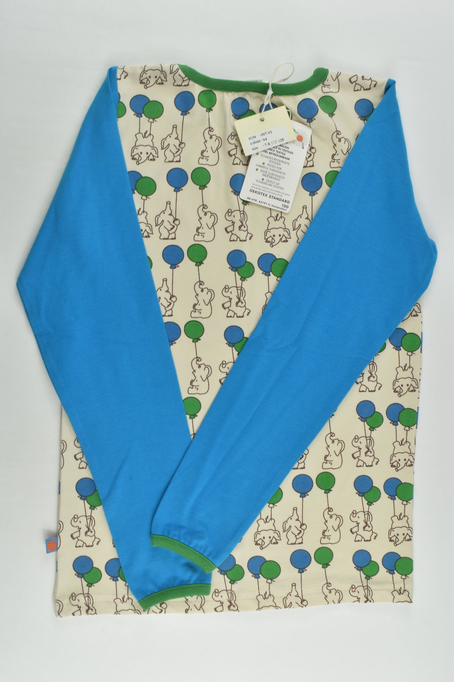 NEW Småfolk Size 7-8 (122/128 cm) Elephants and Balloons Top