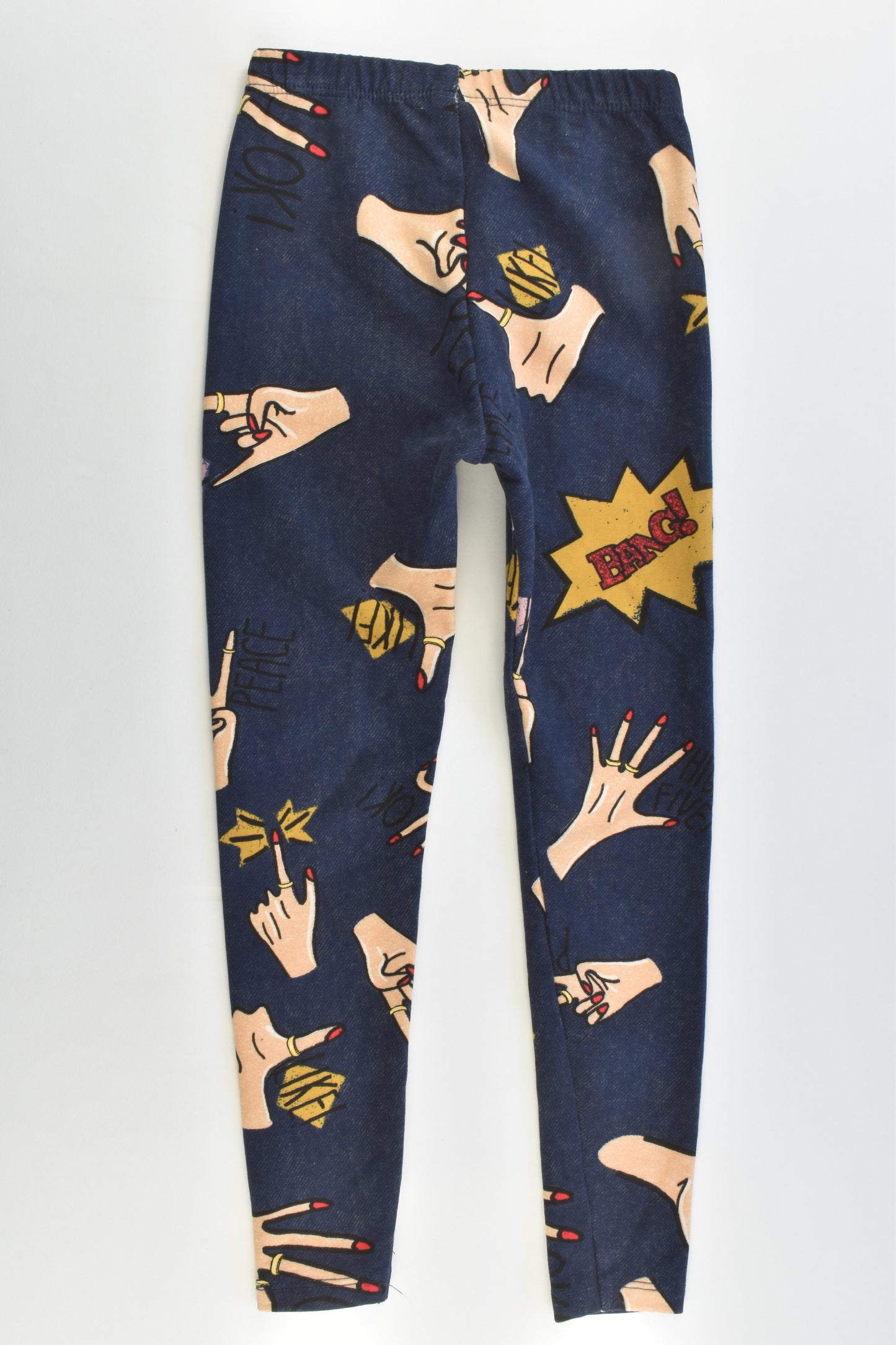 NEW Zara Size 7 (122 cm) 'Bang! Rock! High Five! Peace!' Jeggings