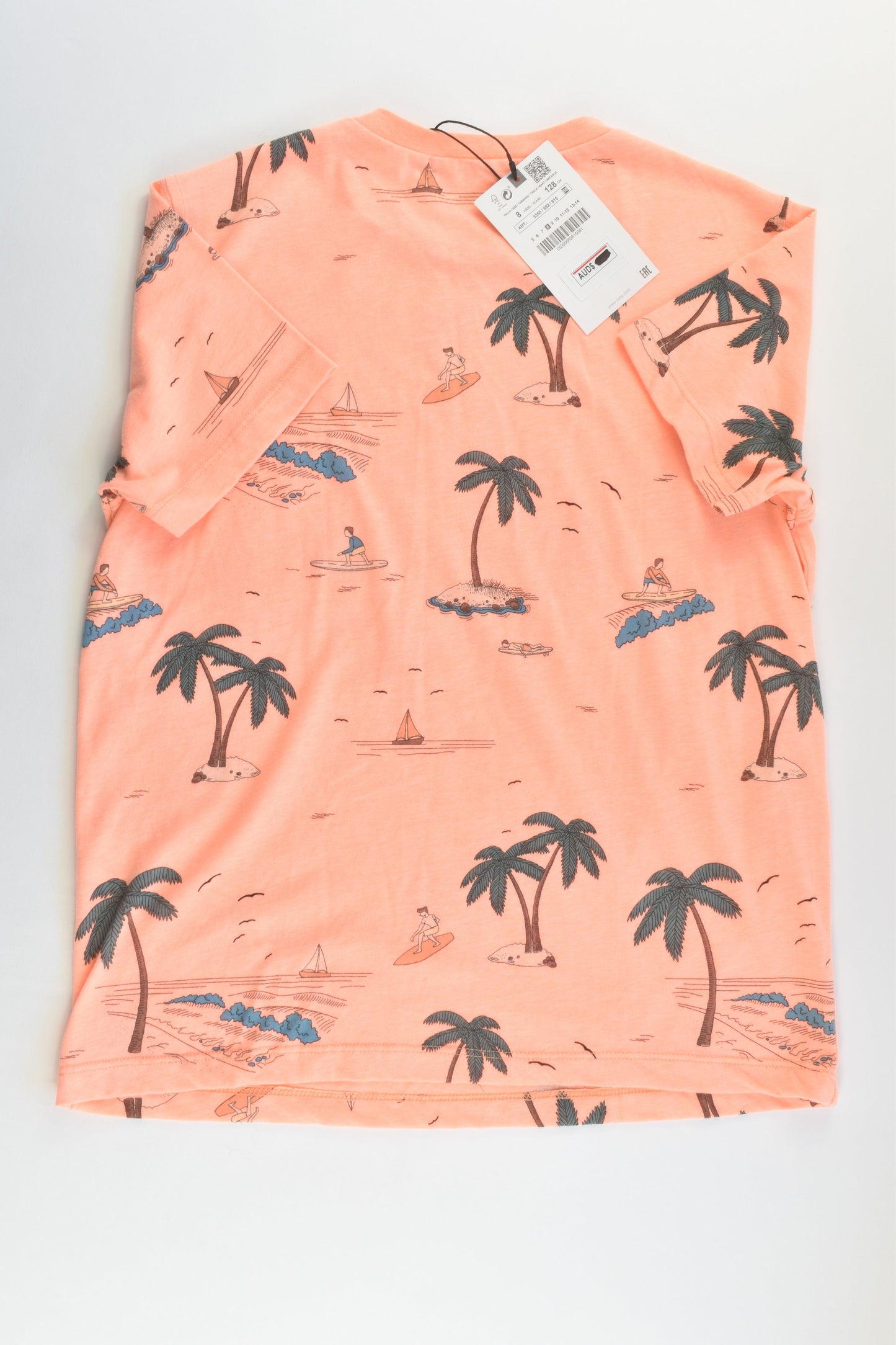 NEW Zara Size 8 (128 cm) Palm Trees and Surfer T-shirt