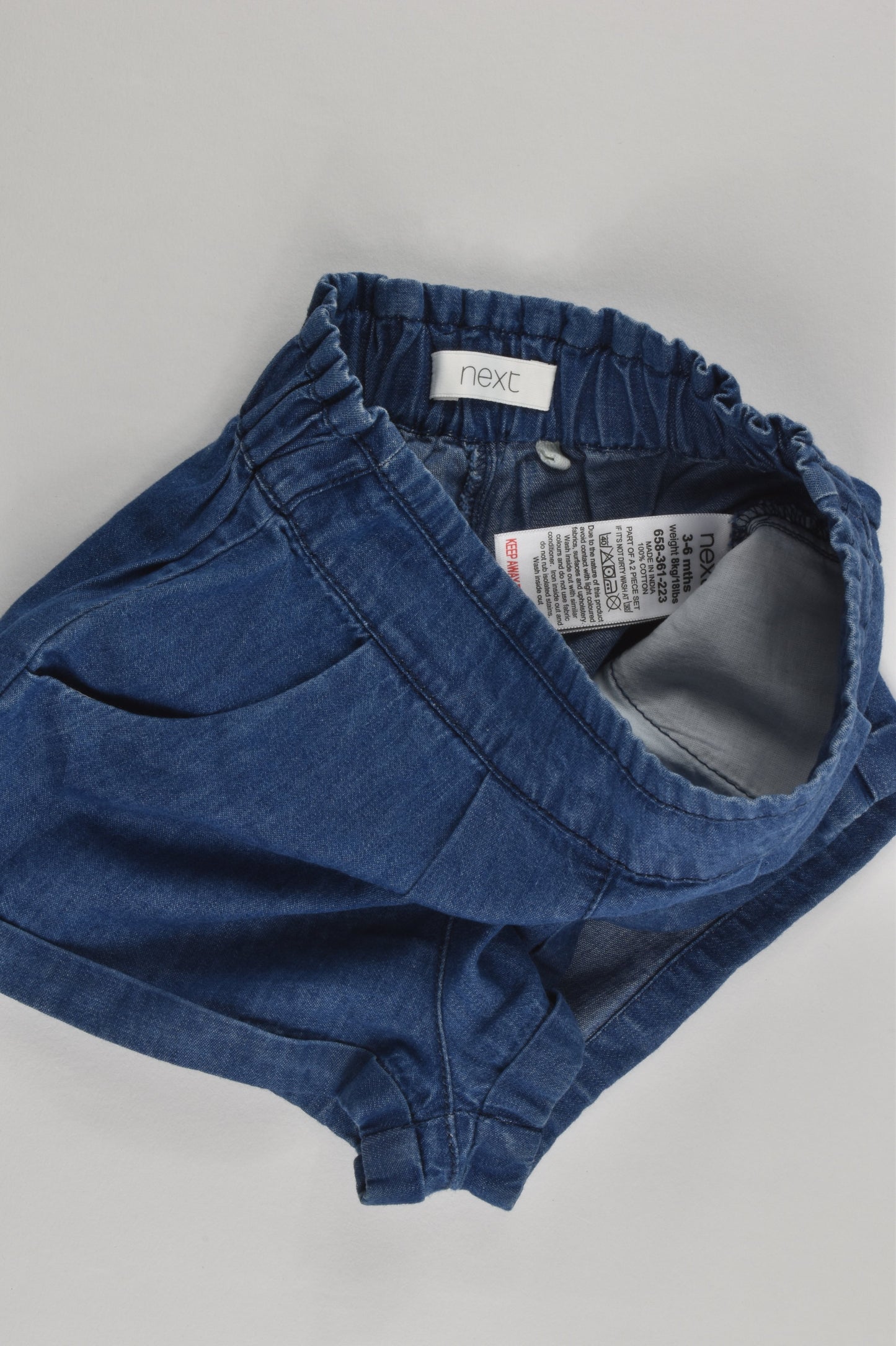 Next Size 00 (3-6 months) Lightweight Denim Shorts