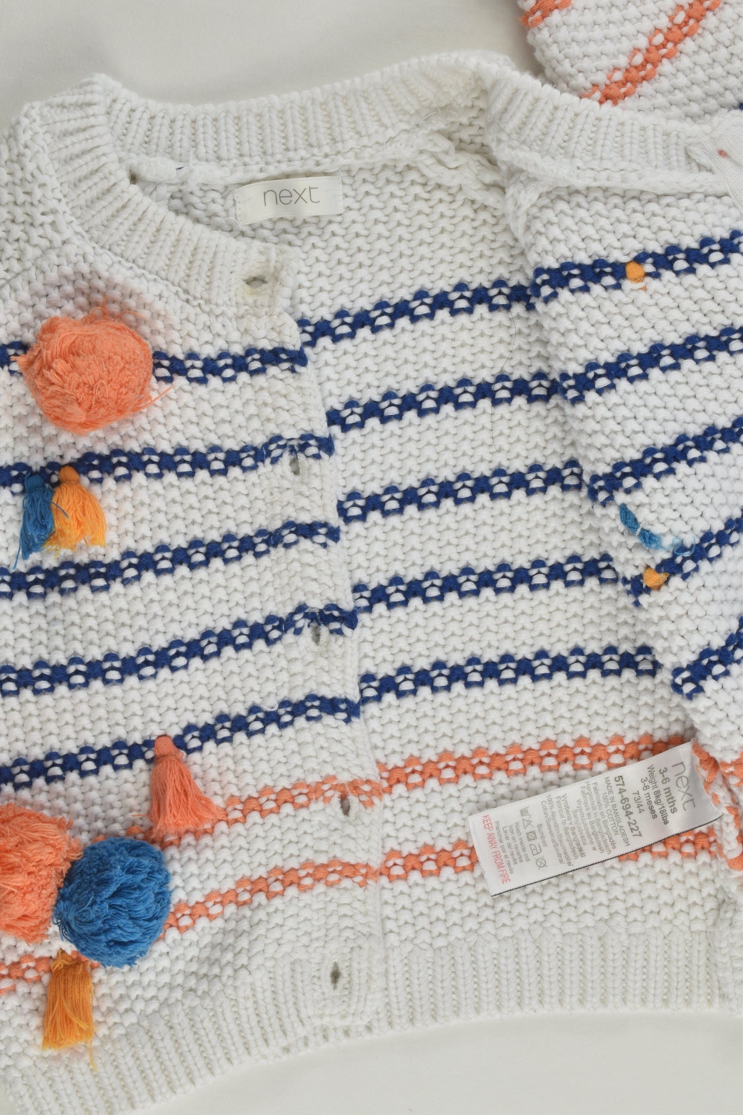 Next Size 00 (3-6 months) Pom Poms Knitted Cardigan