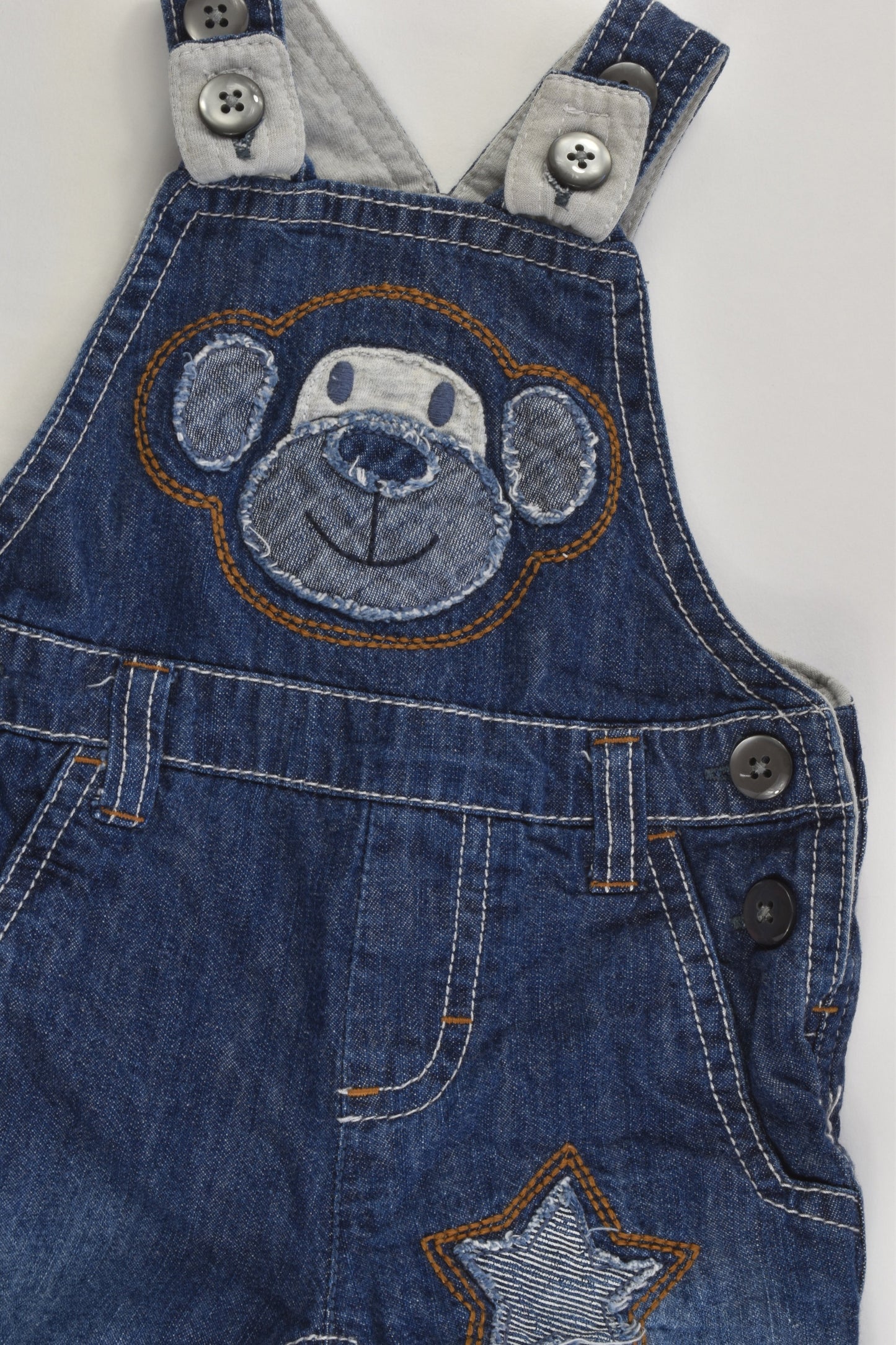 Next Size 000 (Up to 3 months) Lined Soft Monkey Denim Overalls