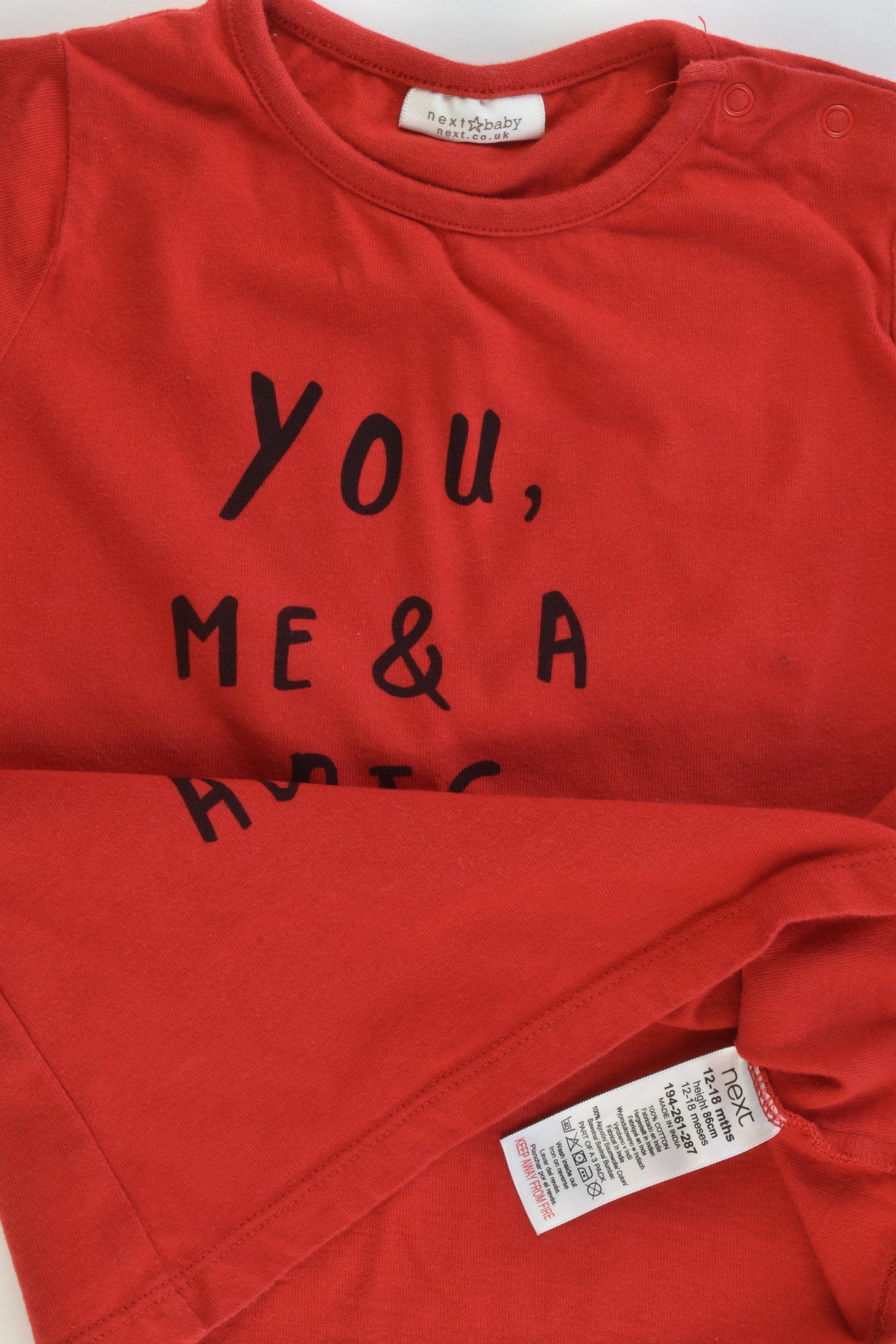 Next (UK) Size 1 (12-18 months, 86 cm) 'You, Me & A Big Adventure' T-shirt