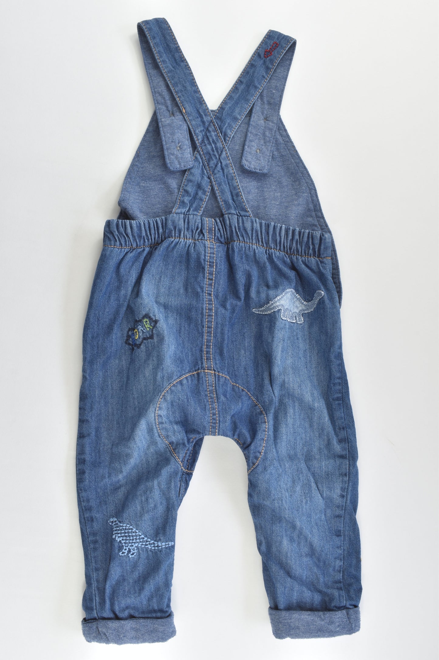 Next (UK) Size 6-9 months (0) Lined Dinosaur Soft Denim Overalls
