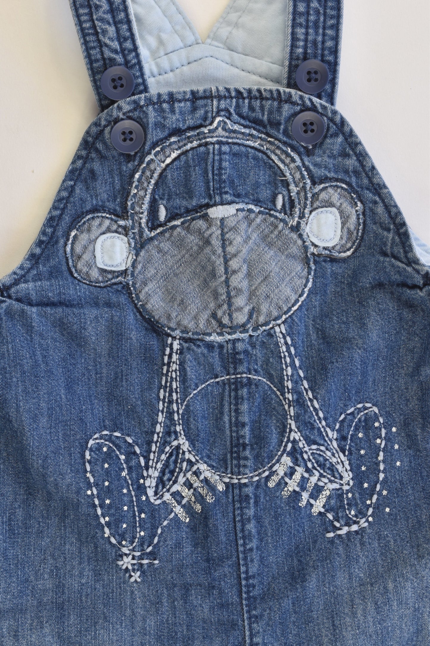 Next (UK) Size 6-9 months (0) Lined Soft Denim Monkey Overalls