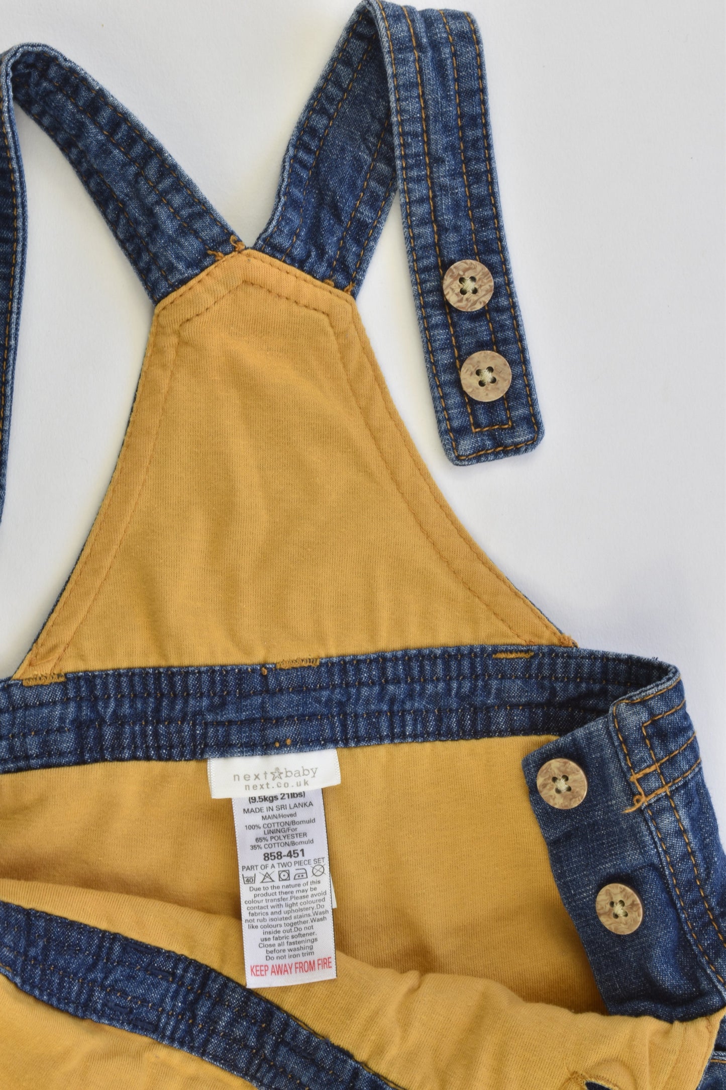 Next UK Size 6-9 months Lined Soft Denim Puppy Overalls