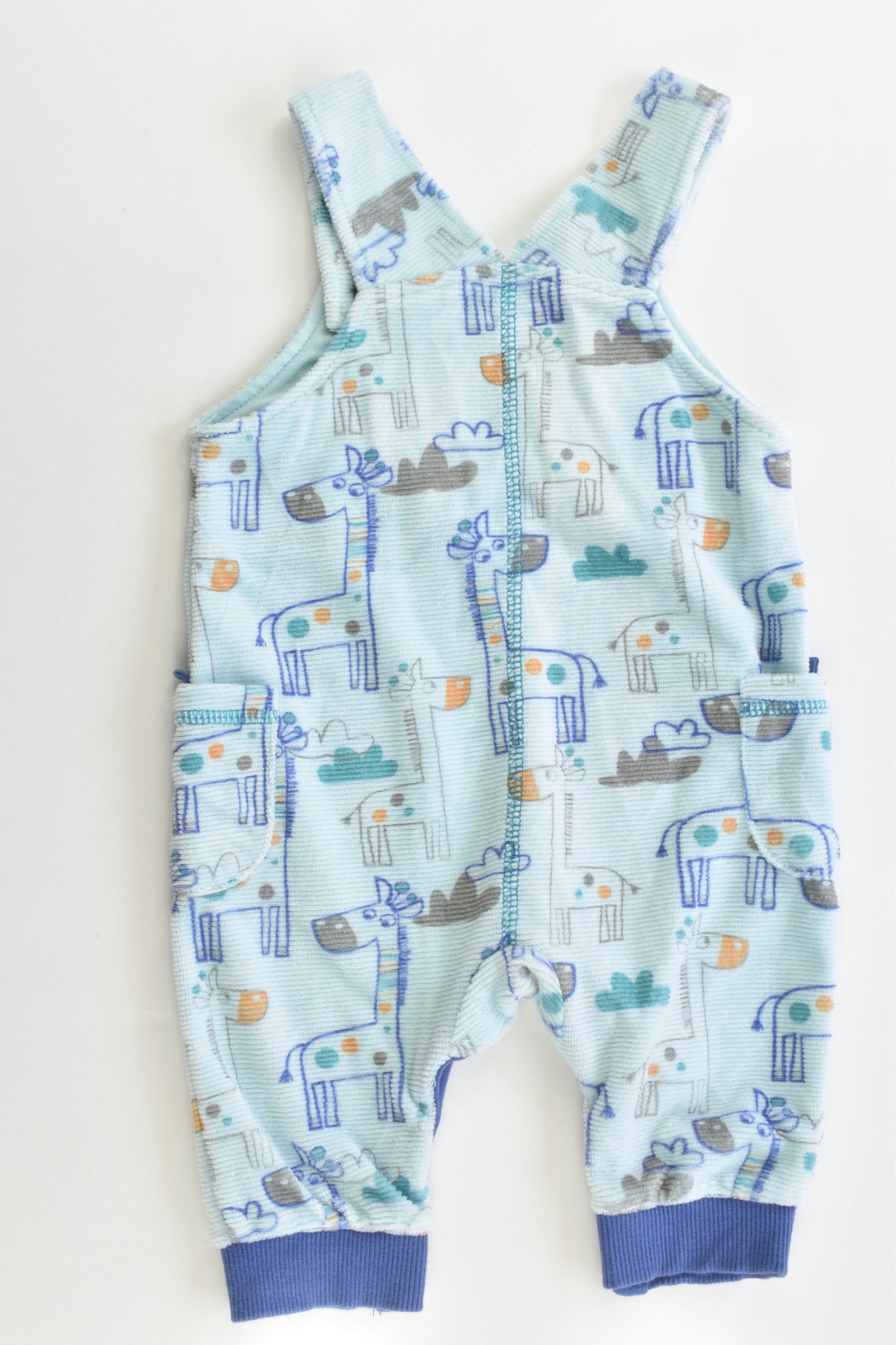Ollie's Place Size 000 (0-3 months, 62 cm) Giraffe Velour Overalls