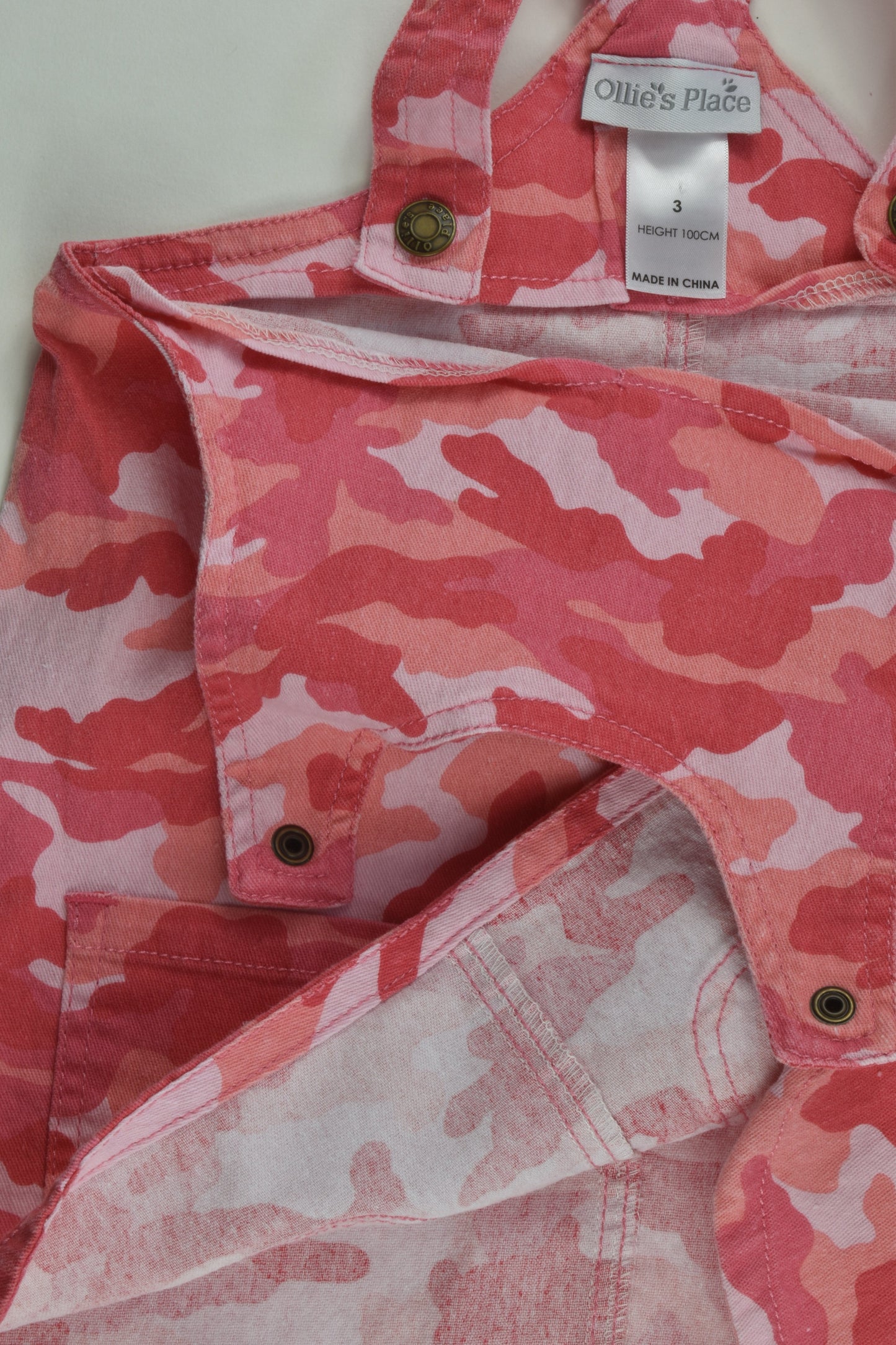 Ollie's Place Size 3 Lightweight Stretchy Camouflage Pinafore