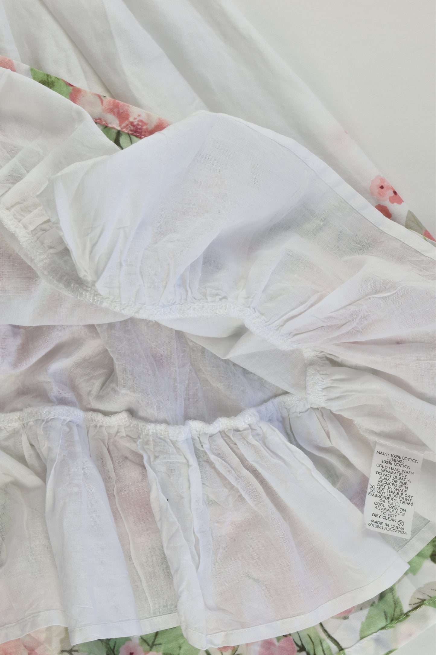 Origami Size 6 Lined Floral Hem Cotton Dress