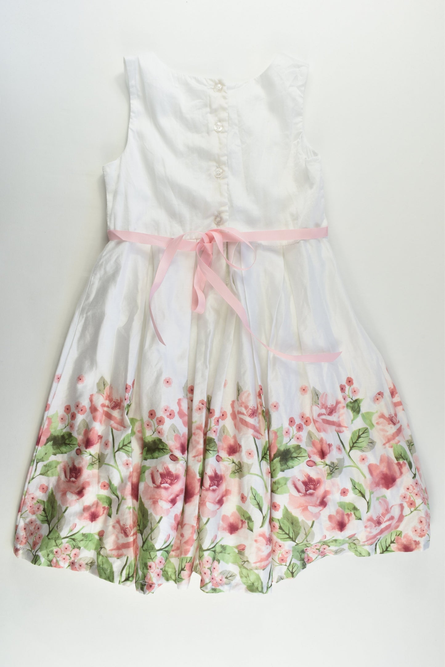 Origami Size 6 Lined Floral Hem Cotton Dress