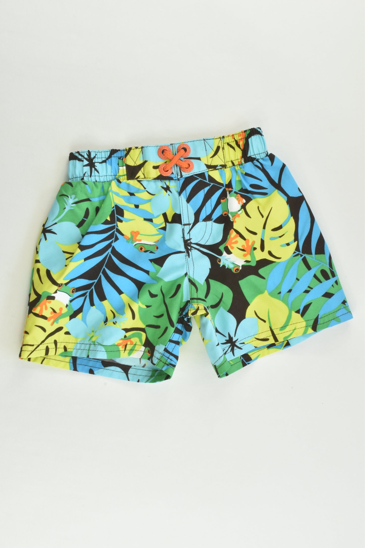 OshKosh Size 00 (3/6 months) Frogs Board Shorts with Inbuilt Nappy Lining